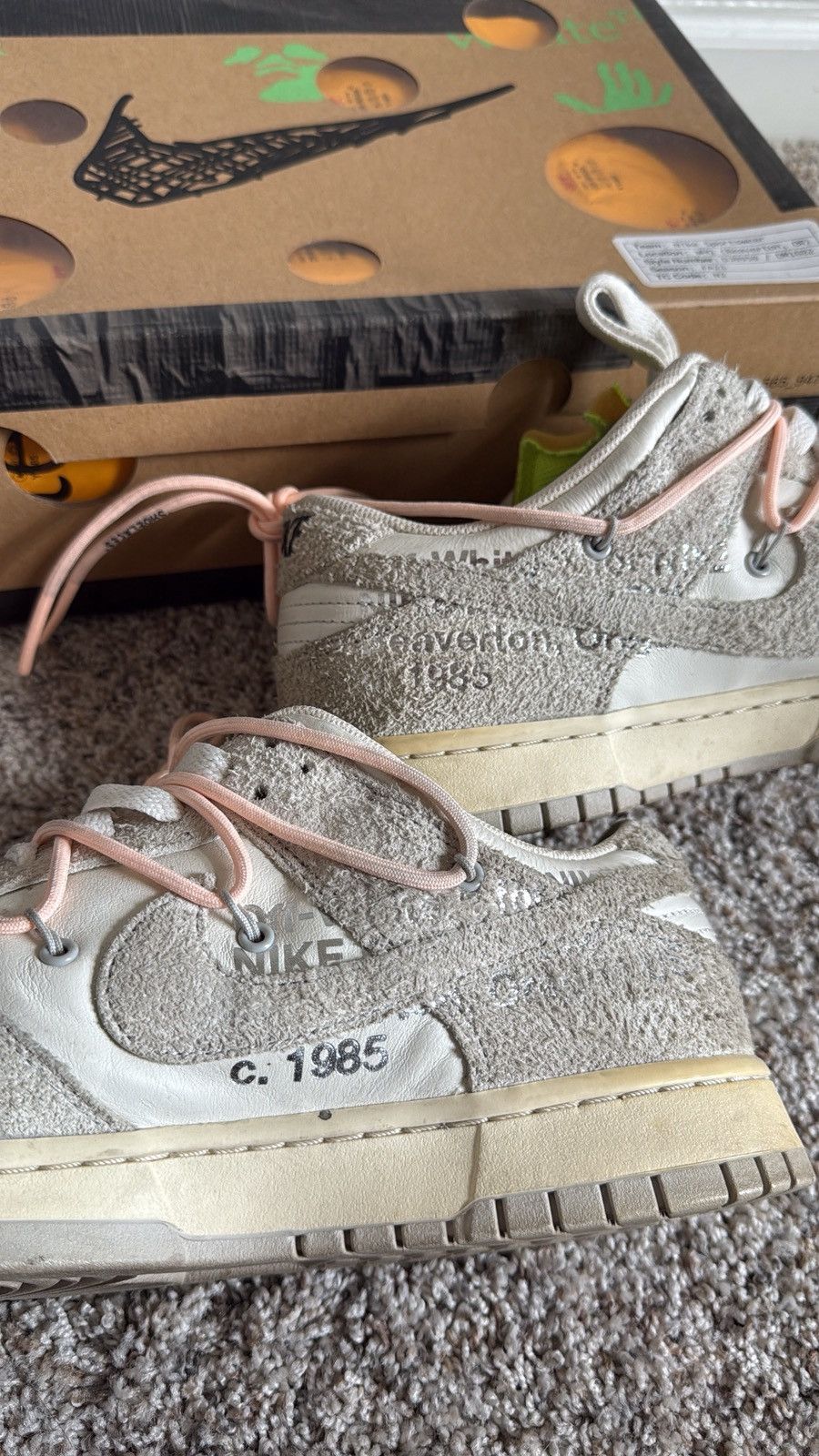 Nike × Off-White Off White Nike Dunk Low Lot #12 of #50 👟☑️🚧🖤🤍 Size US 12 / EU 45 - 10 Thumbnail