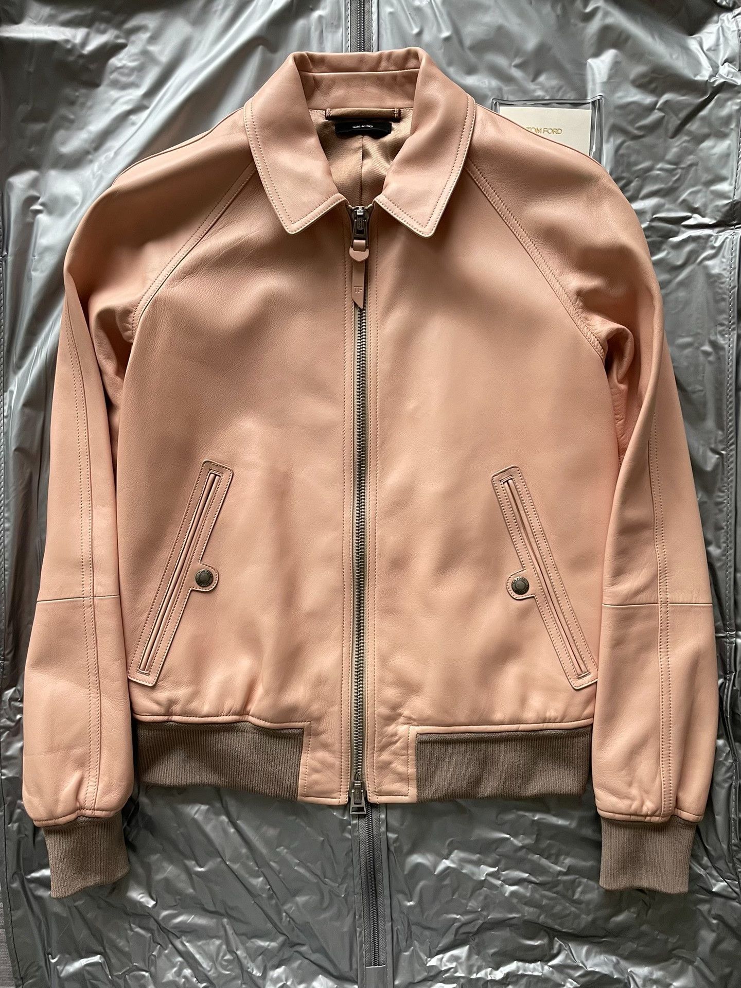 Tom Ford Tom Ford Luxury Pink Leather Jacket Size L / US 10 / IT 46 - 1 Thumbnail