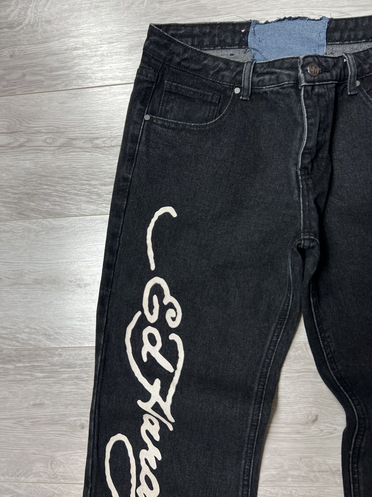 Ed Hardy Ed Hardy Embroidered Dragon Flame Straight Leg Jean Big Logo Size US 32 / EU 48 - 4 Thumbnail