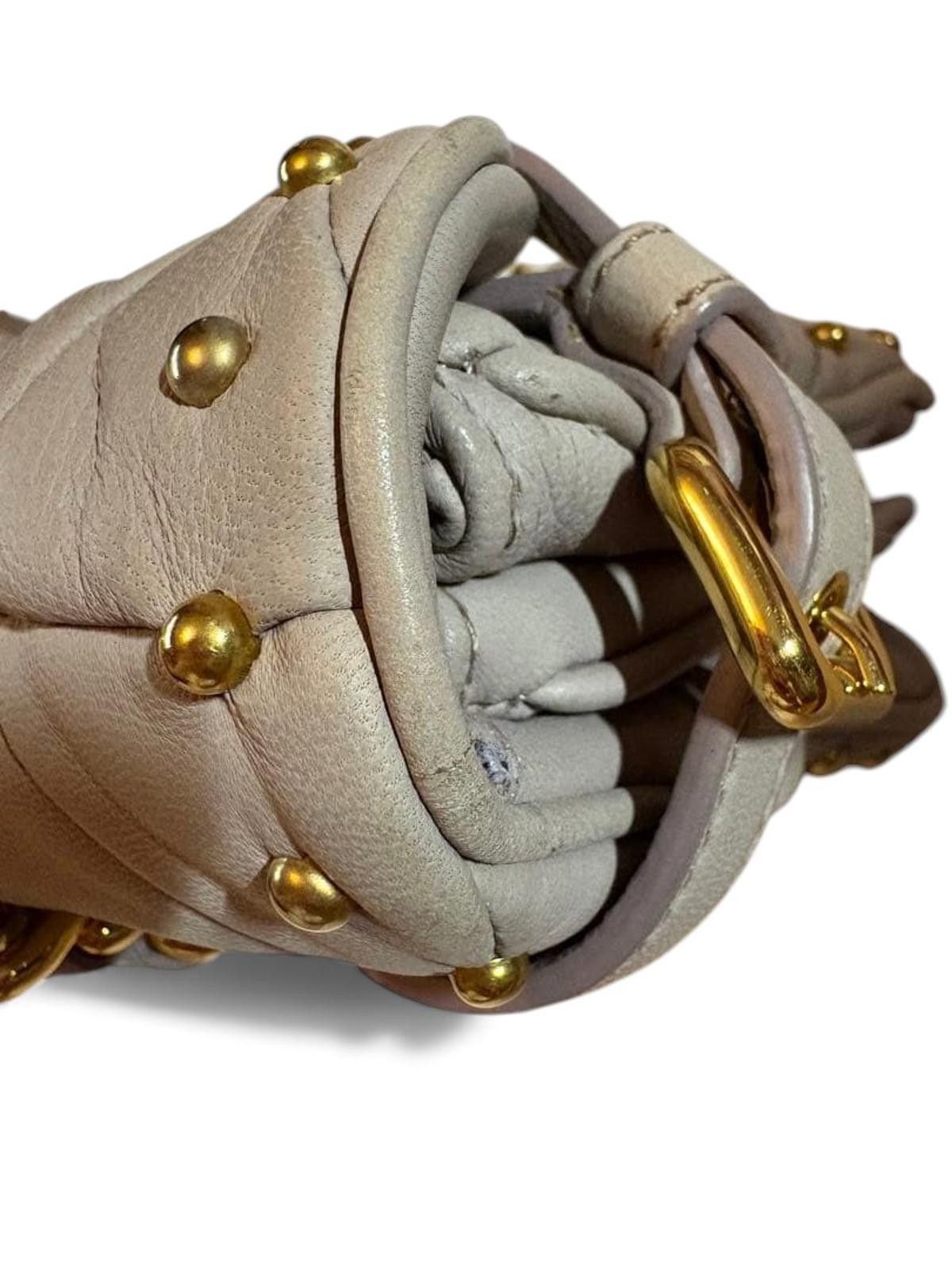 Miu Miu Miu Miu - Quilted Leather Shoulder Handbag with Gold Studs Size ONE SIZE - 7 Thumbnail