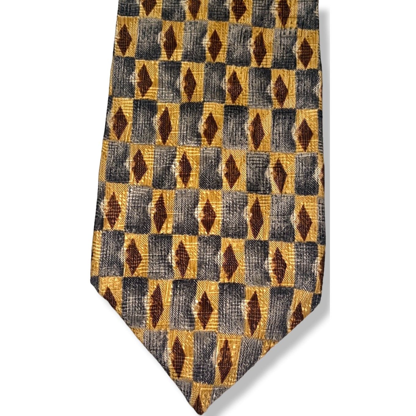 Pierre Balmain PIERRE BALMAIN Silk Neck Tie ~ Gray, Brown ~ Geometric Size ONE SIZE - 2 Thumbnail