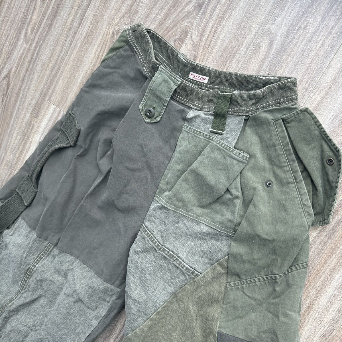 Kapital Kapital Cargo Patchwork Green Flare Pants Size US 30 / EU 46 - 3 Thumbnail