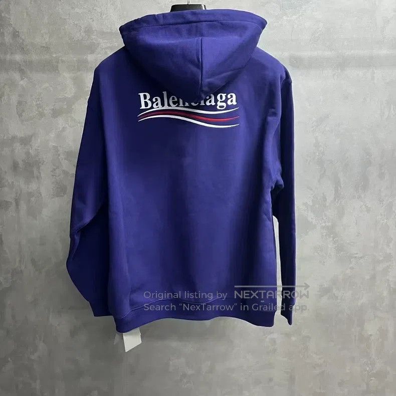 Balenciaga Balenciaga Blue Letter Embroidery Hooded Long Sleeve Sweat Size US XS / EU 42 / 0 - 5 Thumbnail