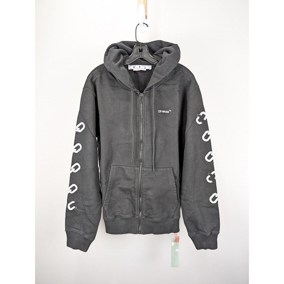 Off-White o1rshd1 Q:2 / Chain Arr Slim Zip Hoodie in Black/White Size US M / EU 48-50 / 2 - 2 Thumbnail