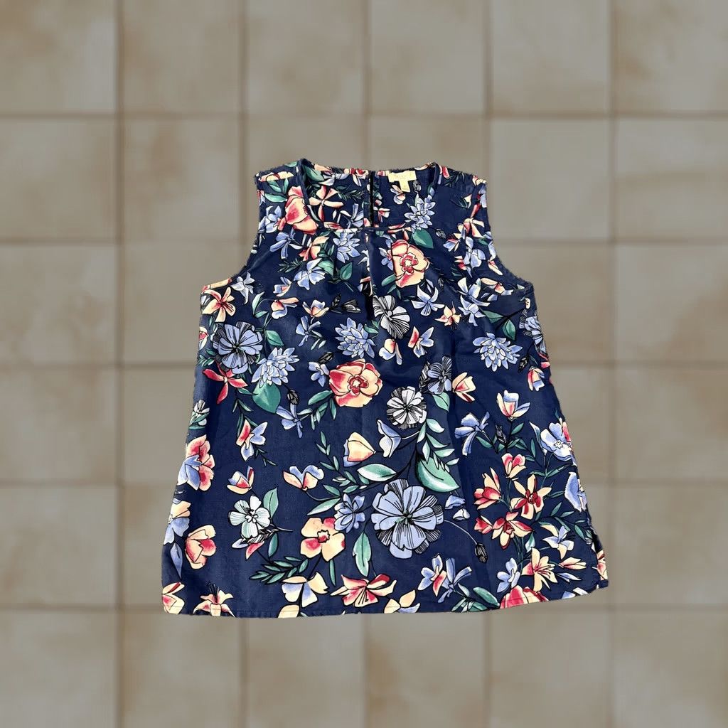 Talbots Talbots Blouse Womens P Multicolor Floral Sleeveless Round Neck 100% Cotton Casual Summer Petite Size S / US 4 / IT 40 - 1 Thumbnail