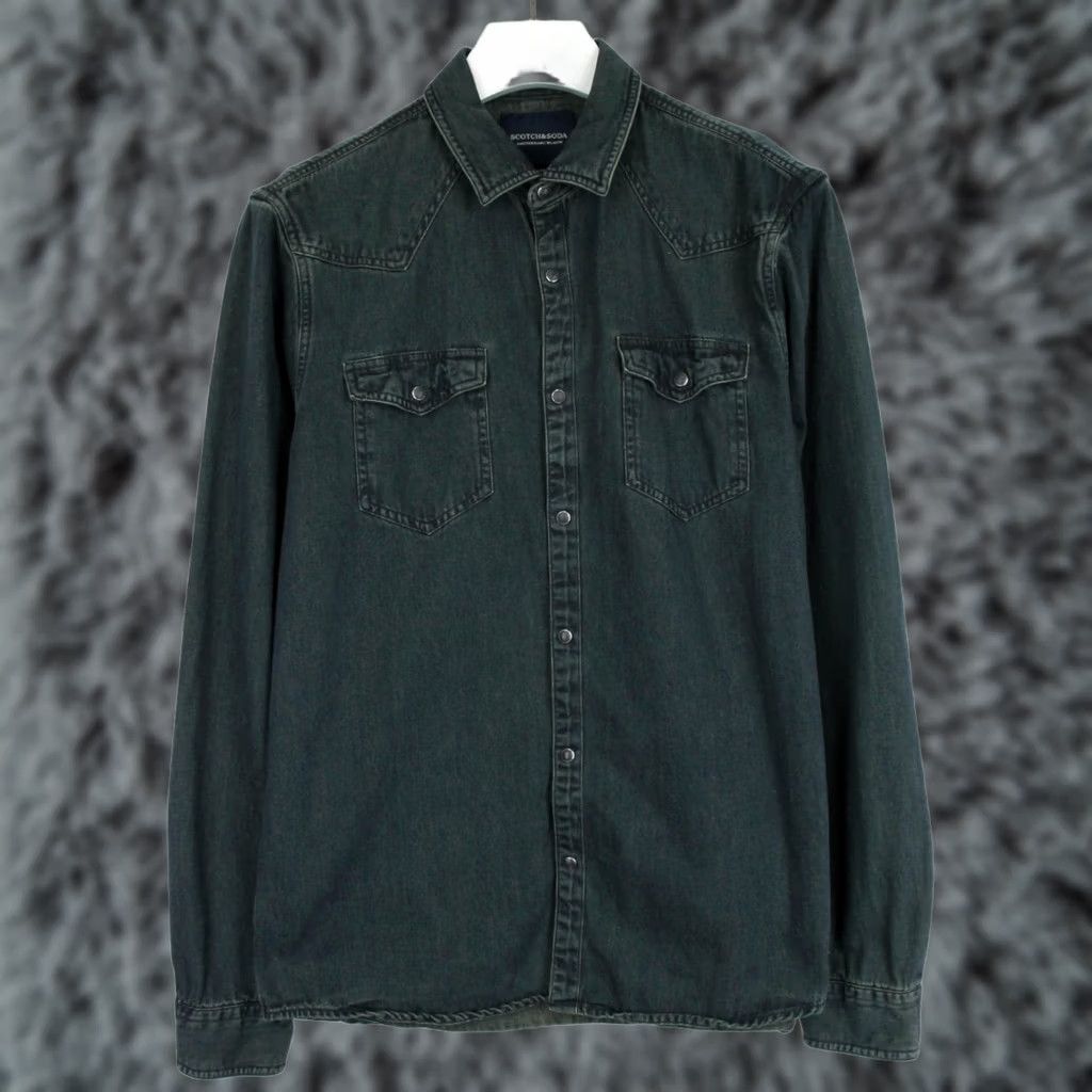 Scotch & Soda SCOTCH & SODA The Western Shirt Regular Shirt Men's LARGE Dark Denim Aged Look Size US L / EU 52-54 / 3 - 1 Thumbnail