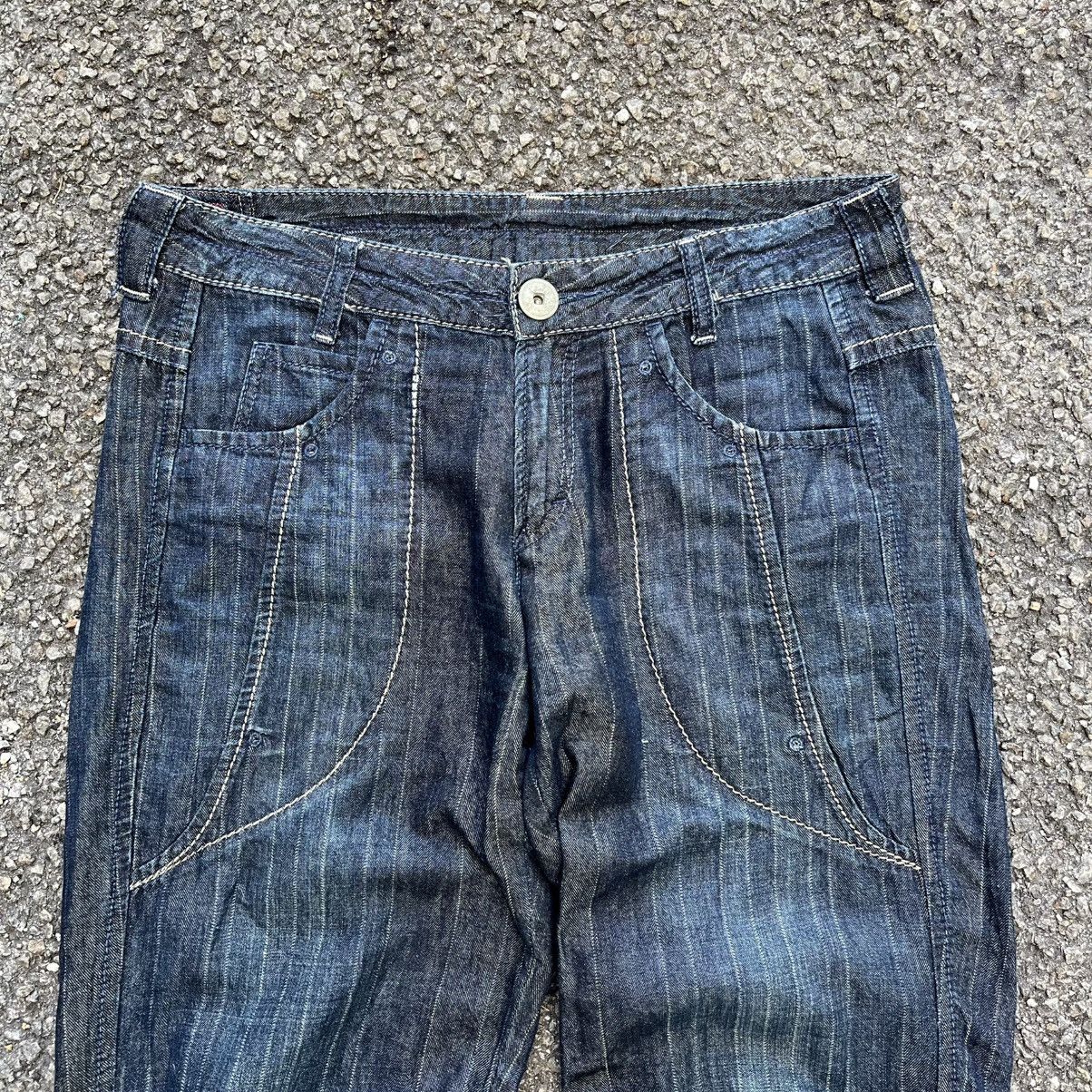 Marithe + Francois Girbaud Crazy Vintage Y2K MFG Striped Jeans Blue Denim Size US 33 - 3 Thumbnail