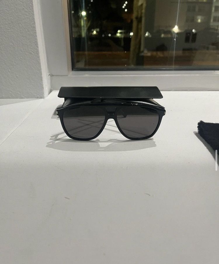 image of Saint Laurent Paris 596 Dune Sunglasses in Black, Men's