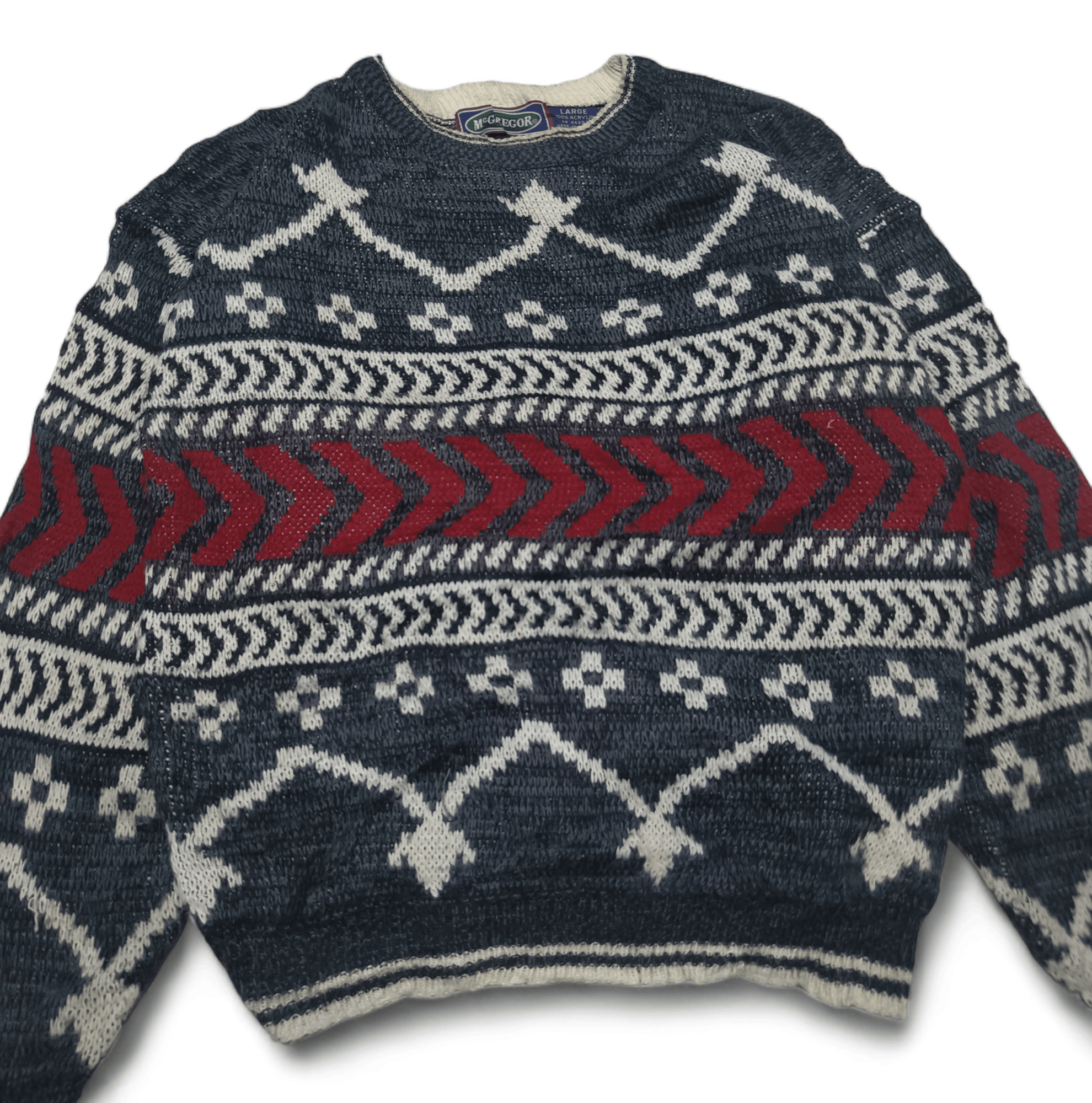 Other Vintage 90s MCGREGOR Ethnic Abstract Motifs Knit Sweater Size US L / EU 52-54 / 3 - 4 Thumbnail