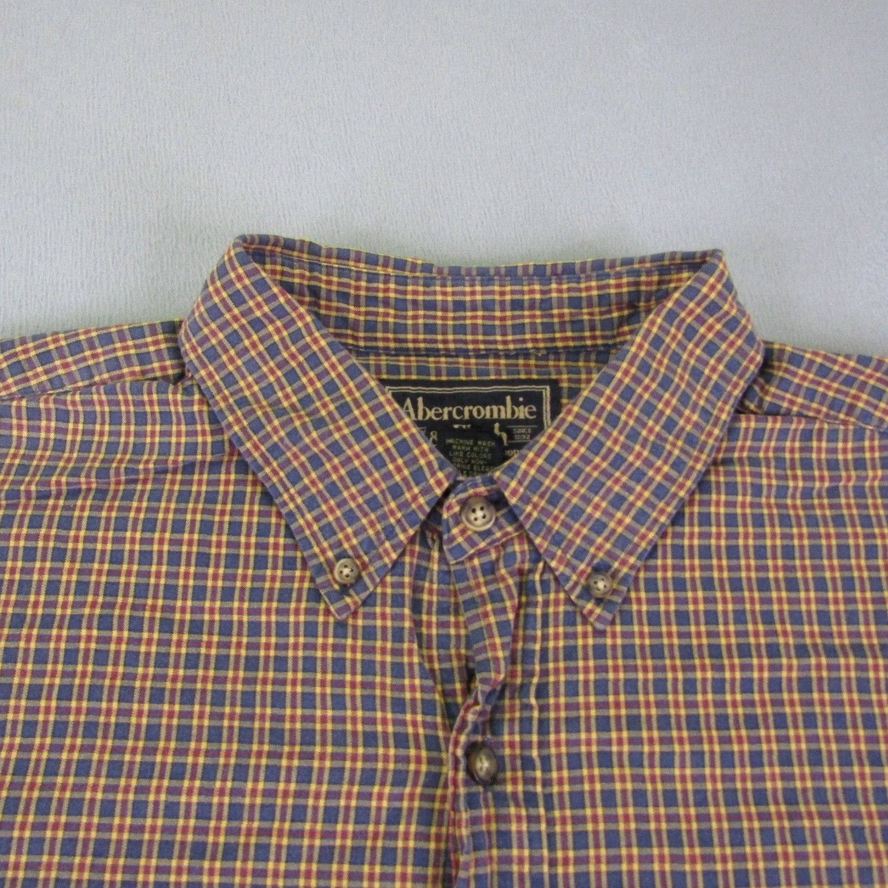 Abercrombie & Fitch VINTAGE Abercrombie & Fitch Shirt Mens XL Blue Beige Plaid Twill Button Up Y2K Size US XL / EU 56 / 4 - 2 Thumbnail