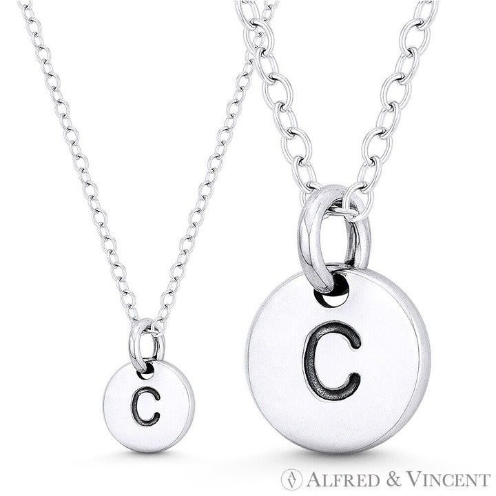 Other Initial Letter "C" Engraved Tiny Circle Pendant Size ONE SIZE - 1 Preview