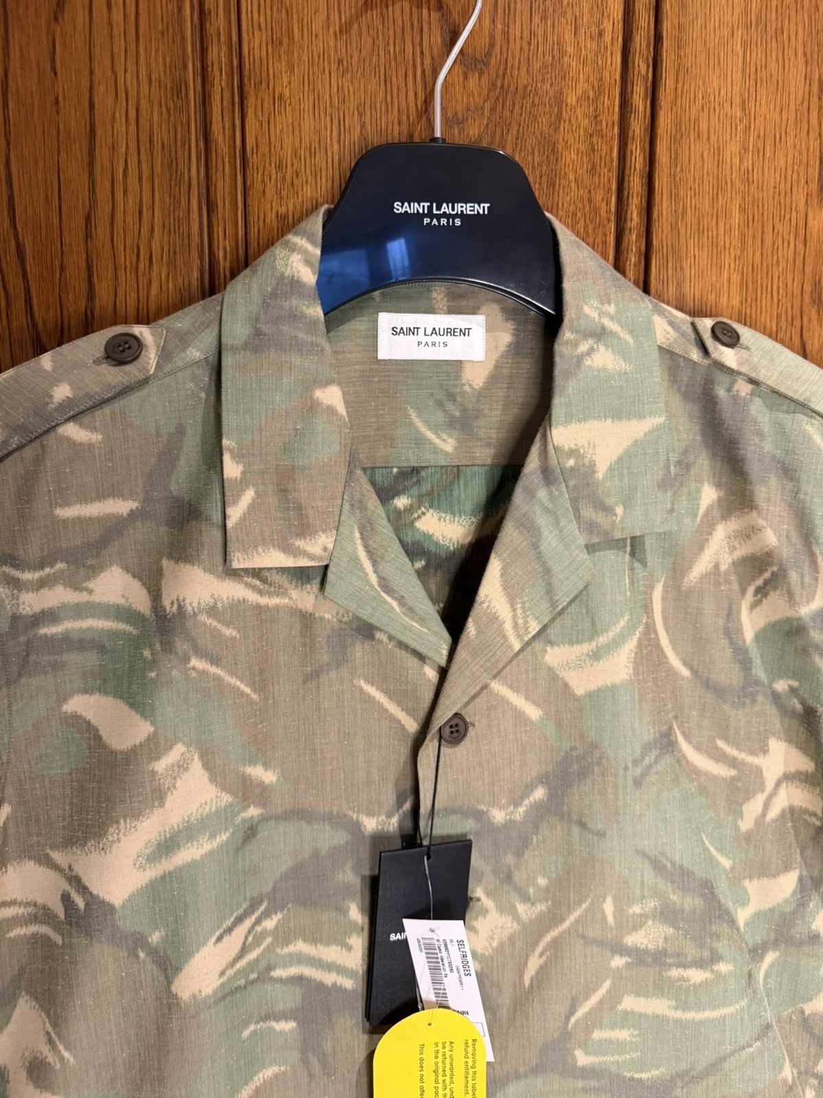 Saint Laurent Paris SS21 Saint Laurent camo short sleeve Hawaiian shirt 41 Size US L / EU 52-54 / 3 - 12 Thumbnail