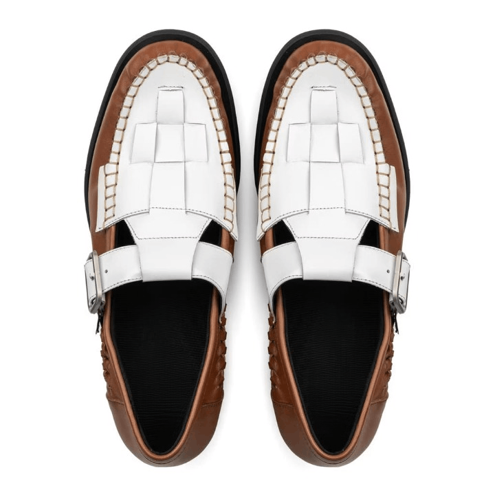 Genuine Leather Sauvage Sandal Loafer Shoes Leather Brown White Size US 9 / EU 42 - 5 Thumbnail