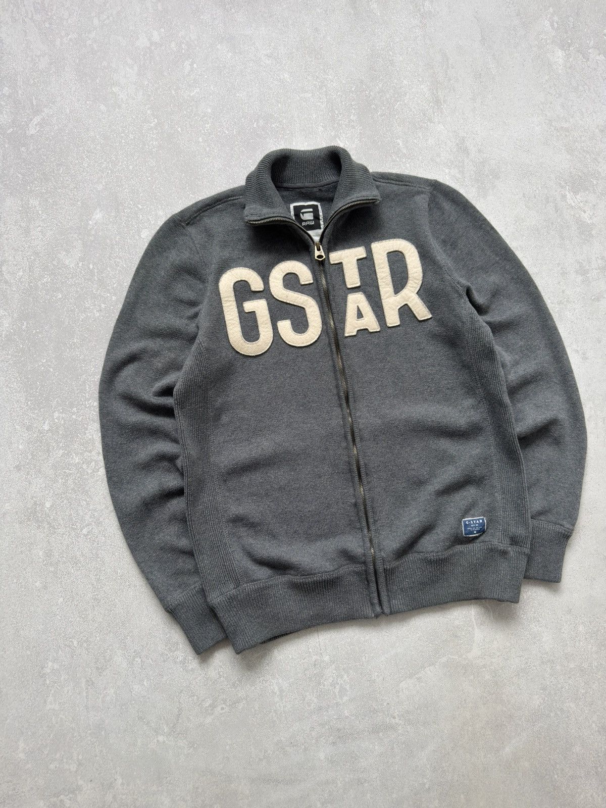 G-Star Vintage G-Star RAW Cotton Zip Up Sweater Gray Big Logo Y2K Size US L / EU 52-54 / 3 - 10 Thumbnail