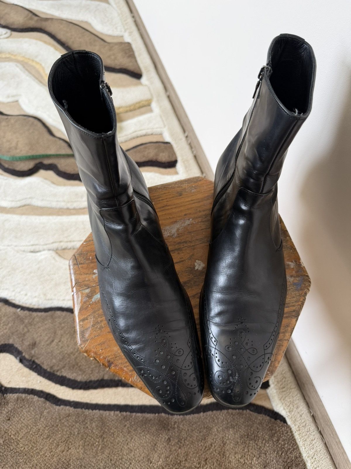 Prada Vintage Prada Black Leather Hi-Top Boots Y2K Luxury Size US 10 / EU 43 - 3 Thumbnail