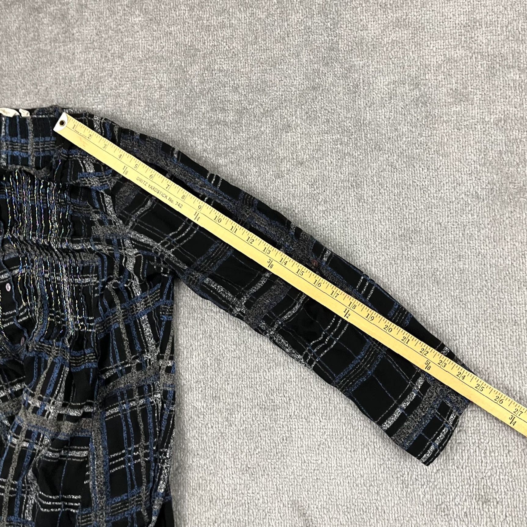 Soft Surroundings Soft Surroundings Shirt Women Medium Blue Plaid Beaded Tunic Button-Up Roll Tab Sleeve Womens Size M / US 6-8 / IT 42-44 - 6 Thumbnail