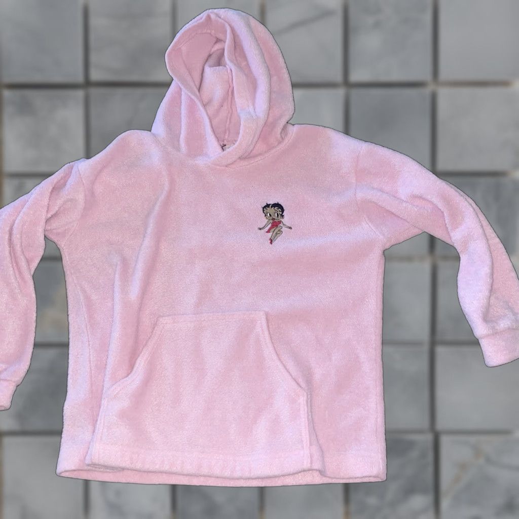 Pinko VINTAGE Betty Boop Sherpa Hoodie Pink Woman’s Large Pullover 18x19 Women’s L Betty Boop Sherpa Hoodie Pink Womens Large Pullover Activewear Hoodie Size L / US 10 / IT 46 - 1 Thumbnail