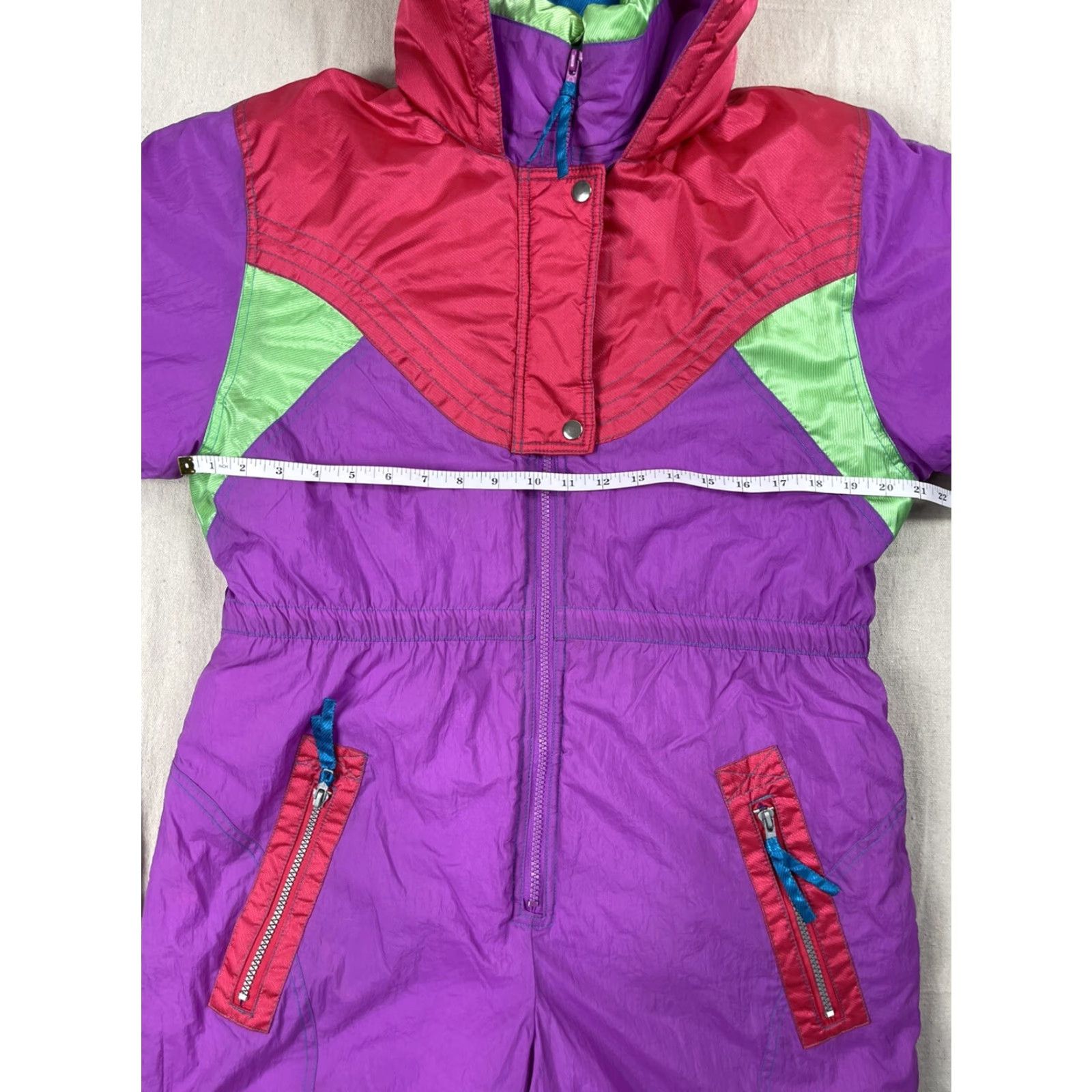 Vintage VINTAGE New Moves SPORT One Piece Snowsuit Kid Teens Neon Purple Quilted Zip Snap Pockets Long Sleeve Winter 16.5 Size XXL / US 16-18 / IT 52-54 - 5 Thumbnail
