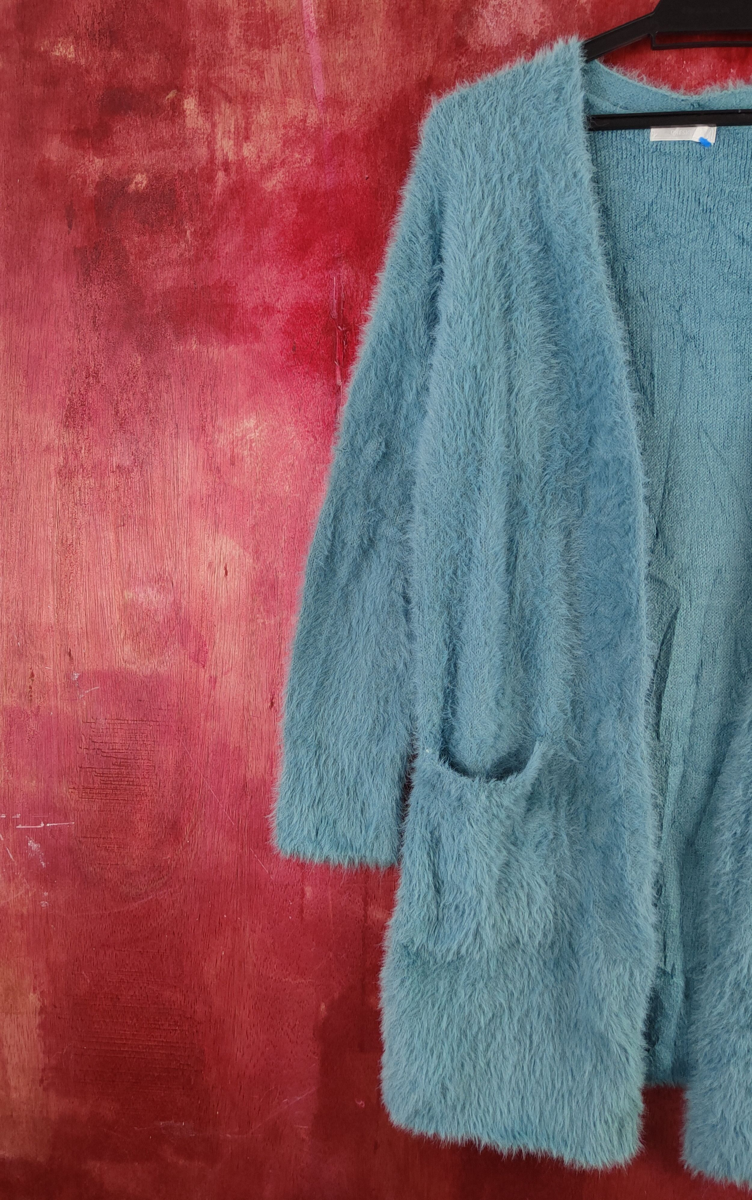 Homespun Knitwear × Japanese Brand × Vintage Dreskip Turquoise Fur Mohair Knitwear Cardigan #S2038 Size M / US 6-8 / IT 42-44 - 3 Thumbnail