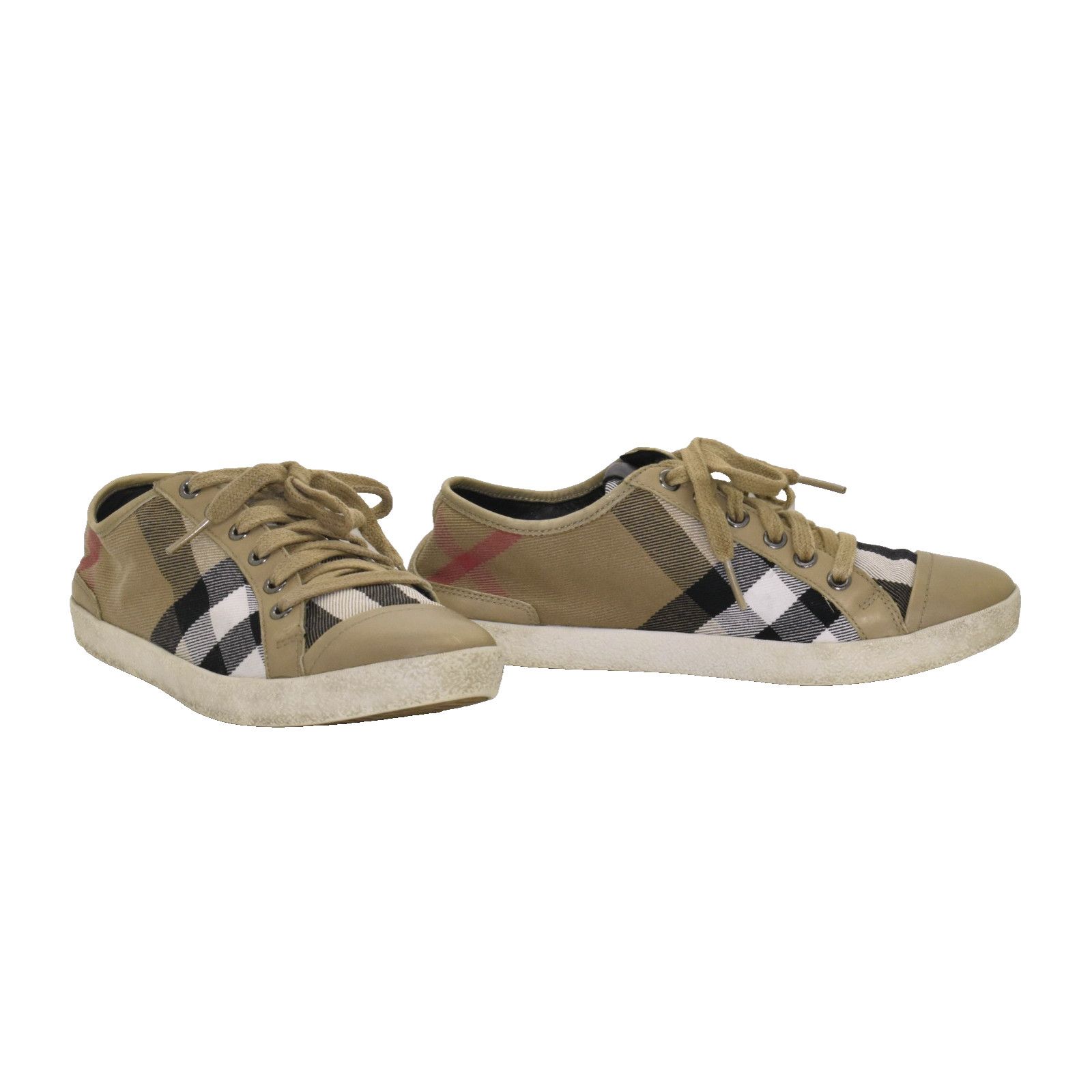 Burberry BURBERRY Brown Nova Check Canvas & Leather Trainers Size 36 Size US 6 / IT 36 - 1 Thumbnail