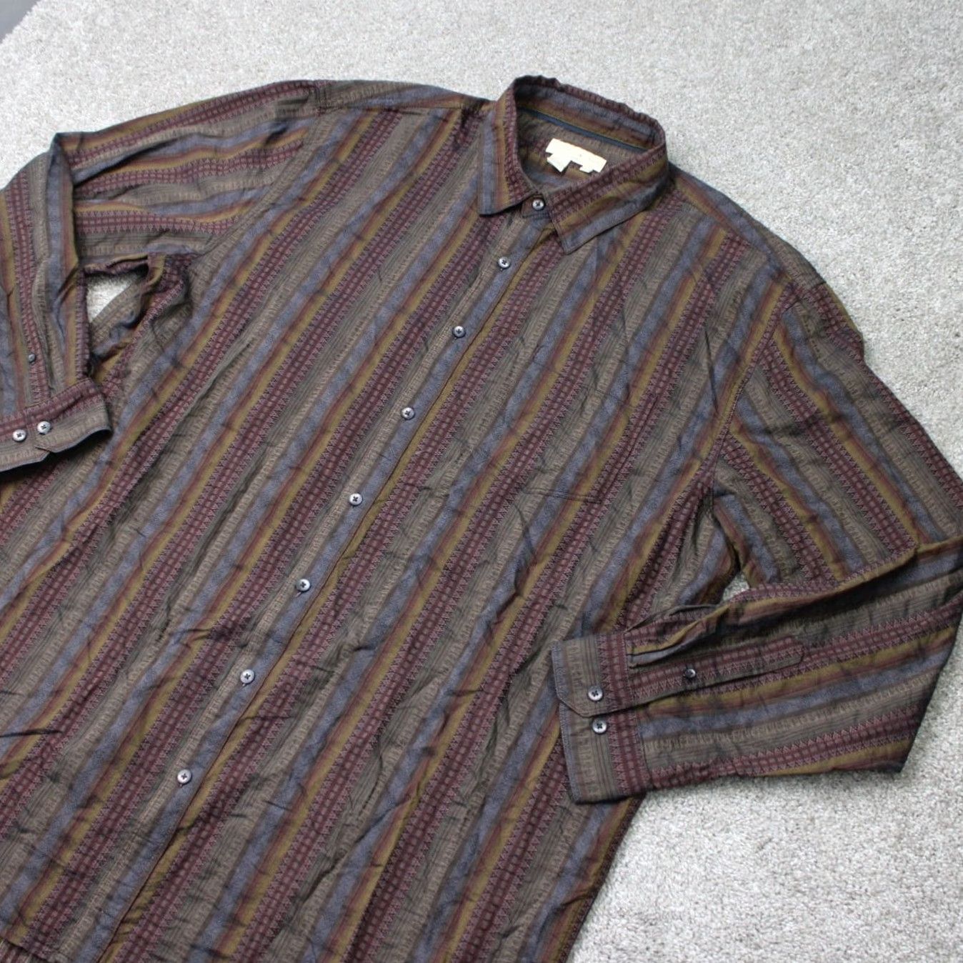 The Territory Ahead Territory Ahead The Territory Ahead Shirt Mens 2XLT XXL-Tall Brown 100% Cotton Long Sleeve Button-Up Geometric 54 in Chest Mens Big & Tall Size US XXL / EU 58 / 5 - 3 Thumbnail