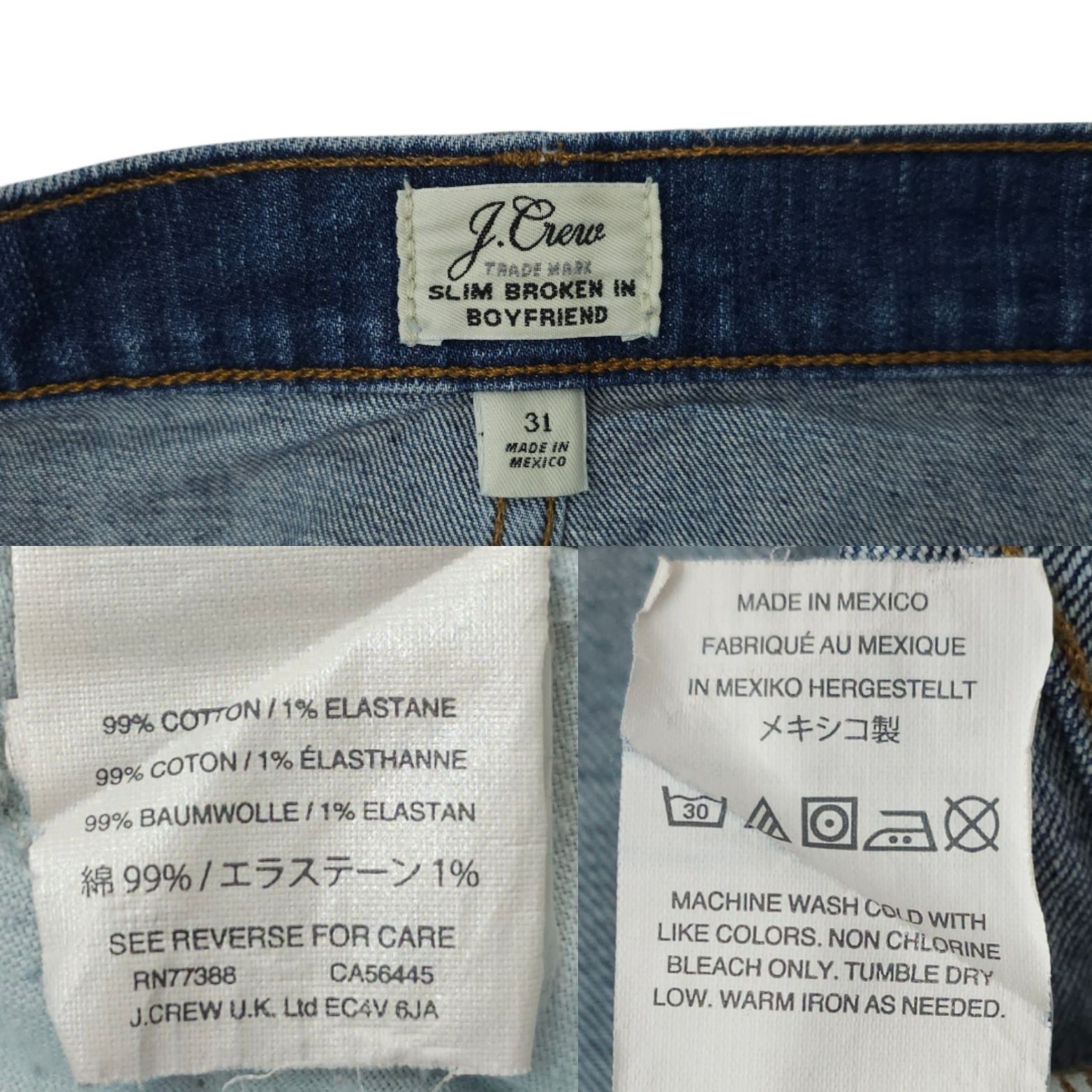 J.Crew J.Crew Slim Broken Boyfriend Jeans Womens 31 Mid Rise Size 35" - 8 Thumbnail