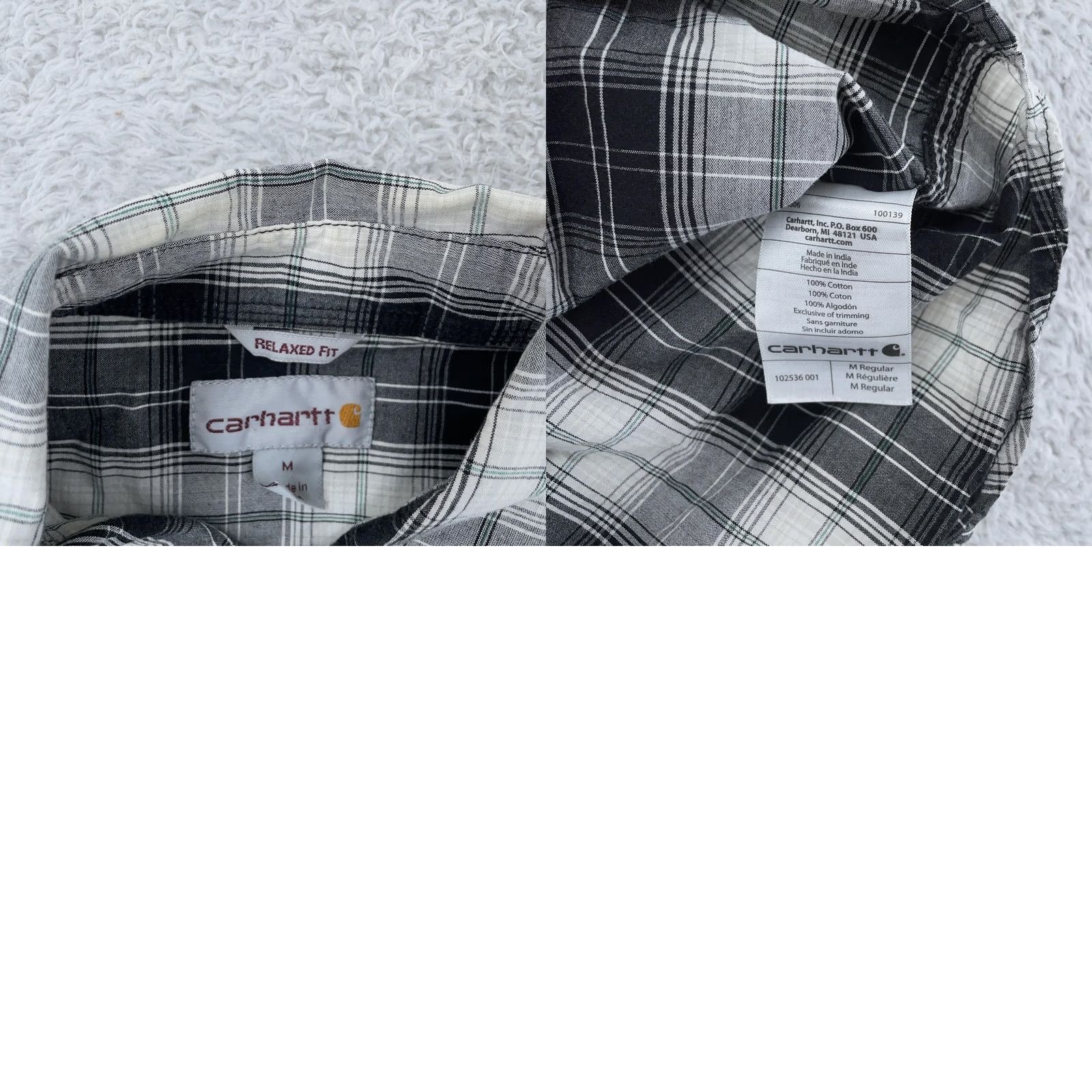 Carhartt Carhartt Mens Medium Black Plaid Relaxed Fit Short Sleeve Button Down Shirt Size US M / EU 48-50 / 2 - 8 Thumbnail