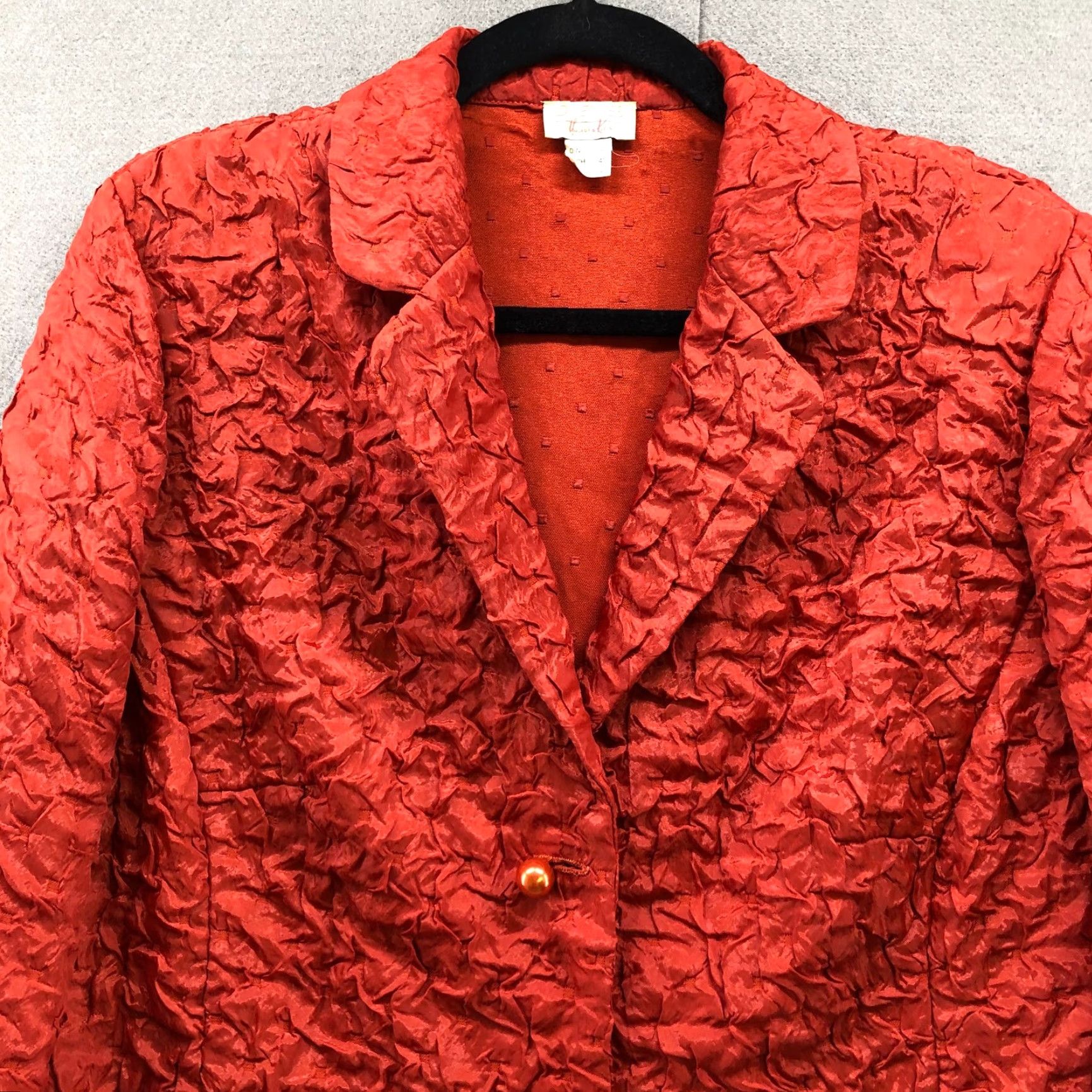 Vintage VINTAGE Blazer Shirt Womens L Brown Lightweight 80s 90s Rust Orange Crinkle Texture Pearl Buttons Size L / US 10 / IT 46 - 3 Thumbnail