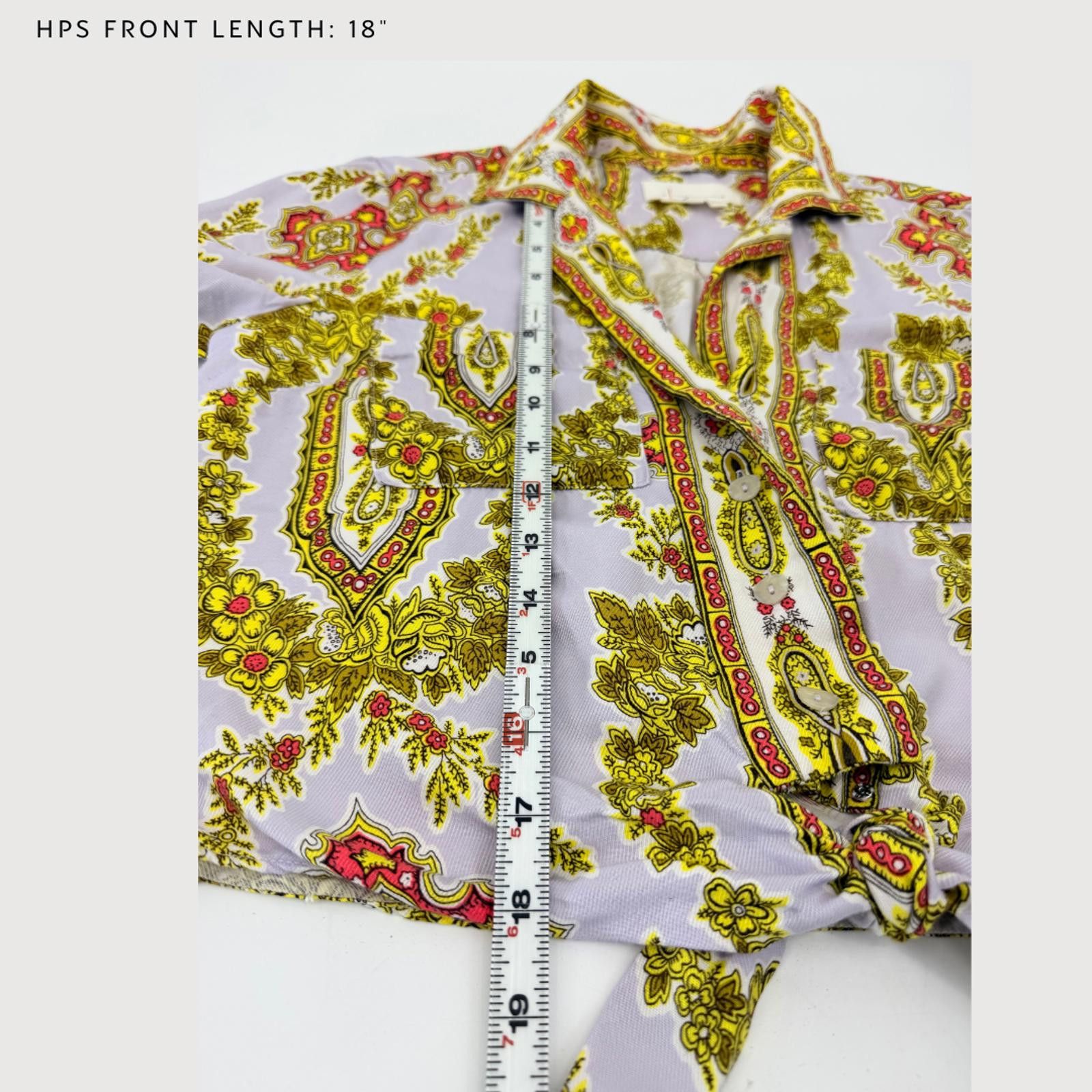 Other Anthropologie Maeve Scarf Print Cropped Blouse 6 Size M / US 6-8 / IT 42-44 - 8 Thumbnail