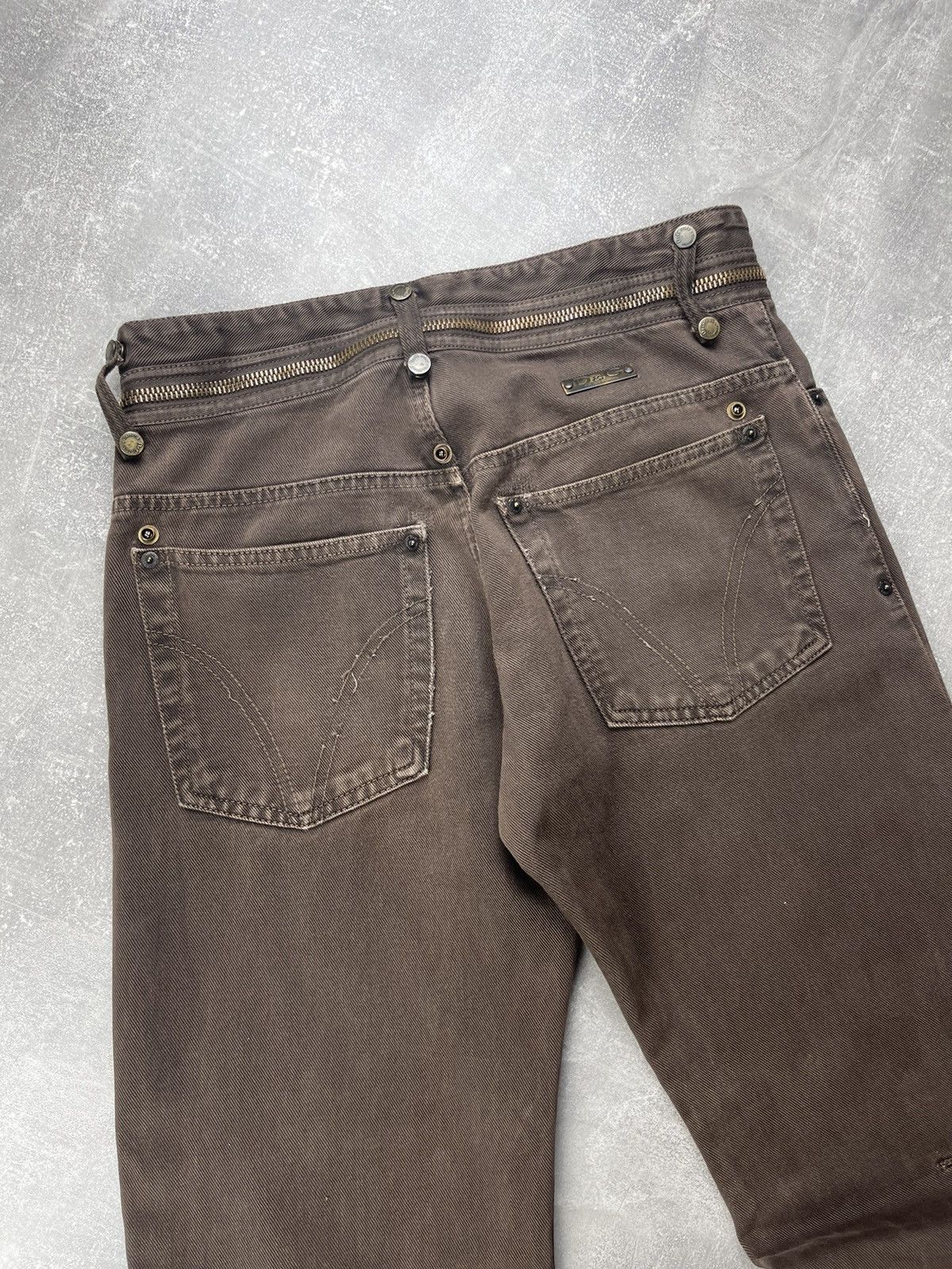 Dolce & Gabbana Dolce&Gabbana Archives 00s Brown Zipers Flared Jeans Size US 32 / EU 48 - 3 Thumbnail