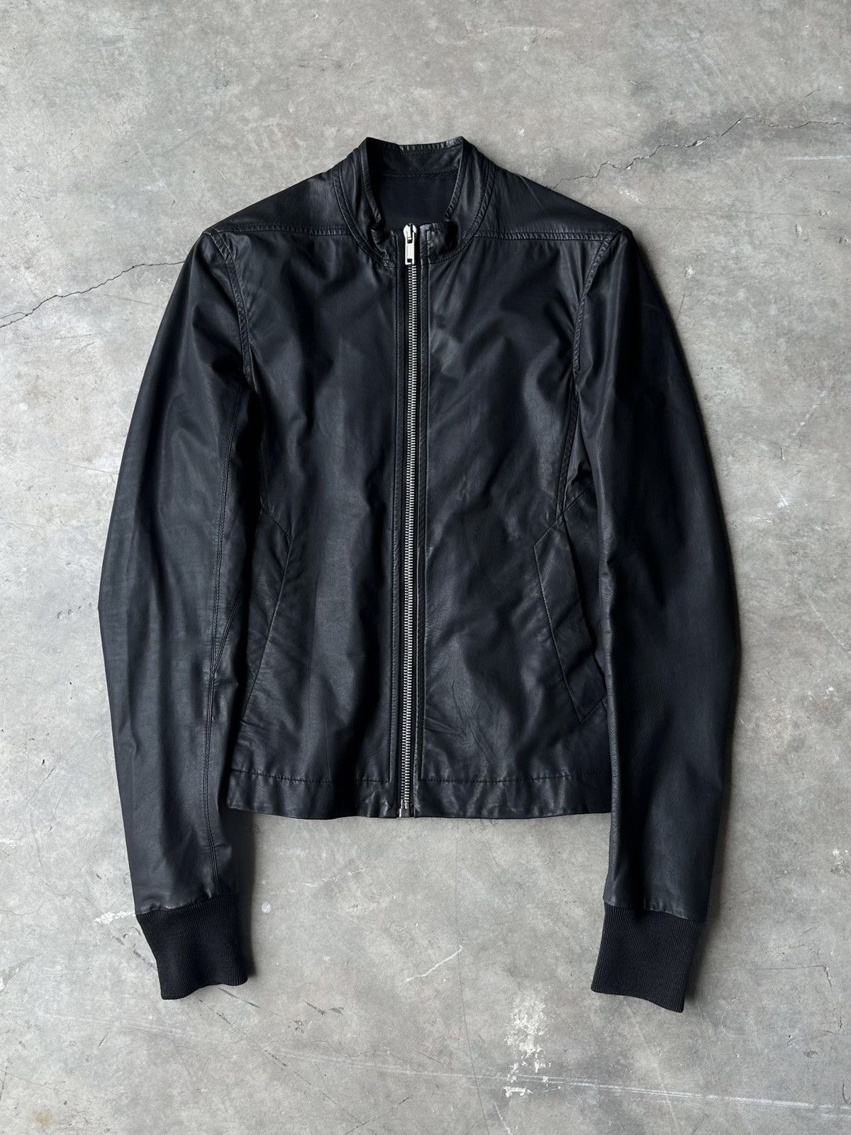 image of Rick Owens Leather Rider Jacket in Black, Men's (Size Small)