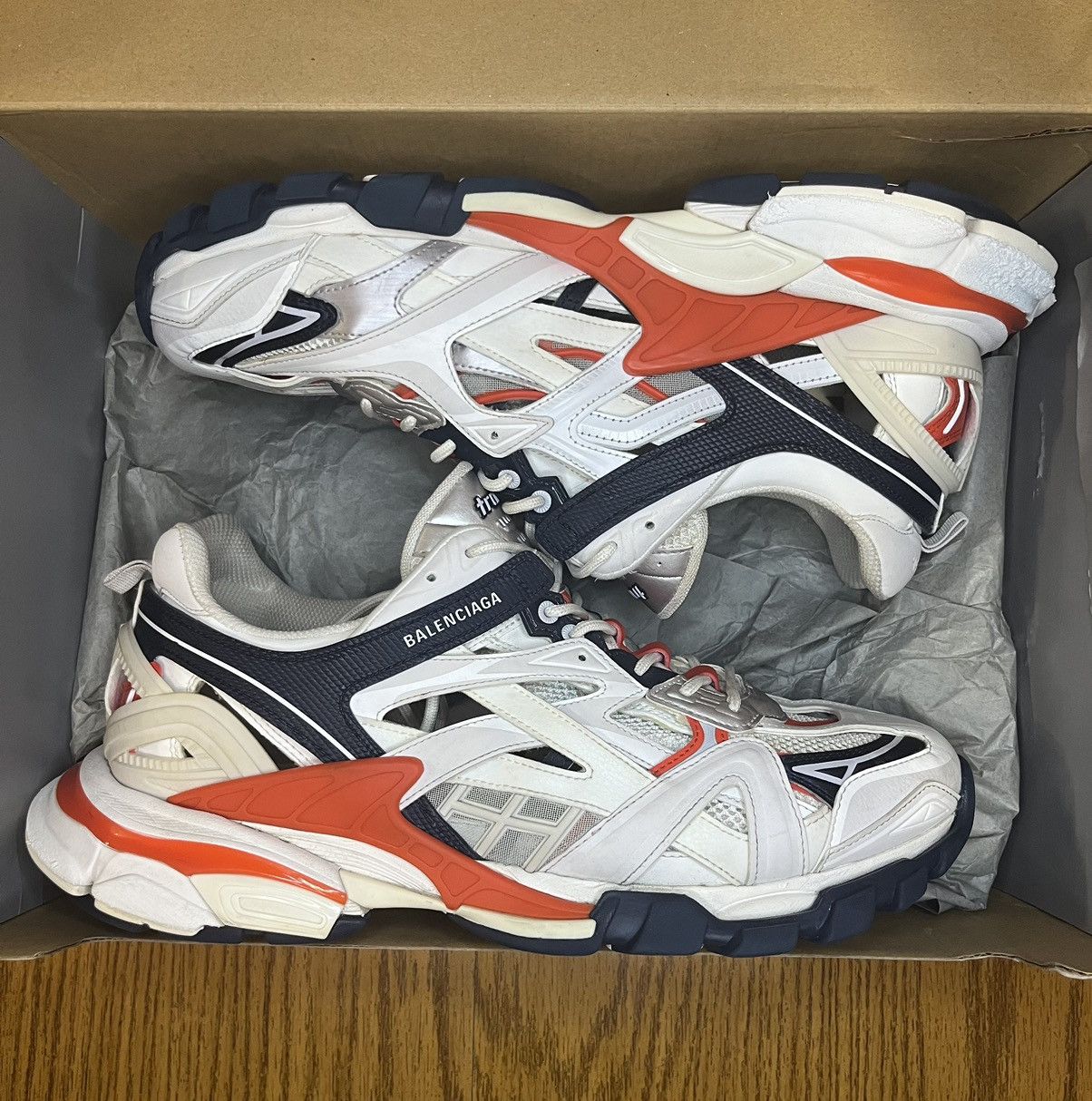 Balenciaga Balenciaga Track 2 Sneaker (White, Blue, Red) Size US 13 / EU 46 - 1 Thumbnail
