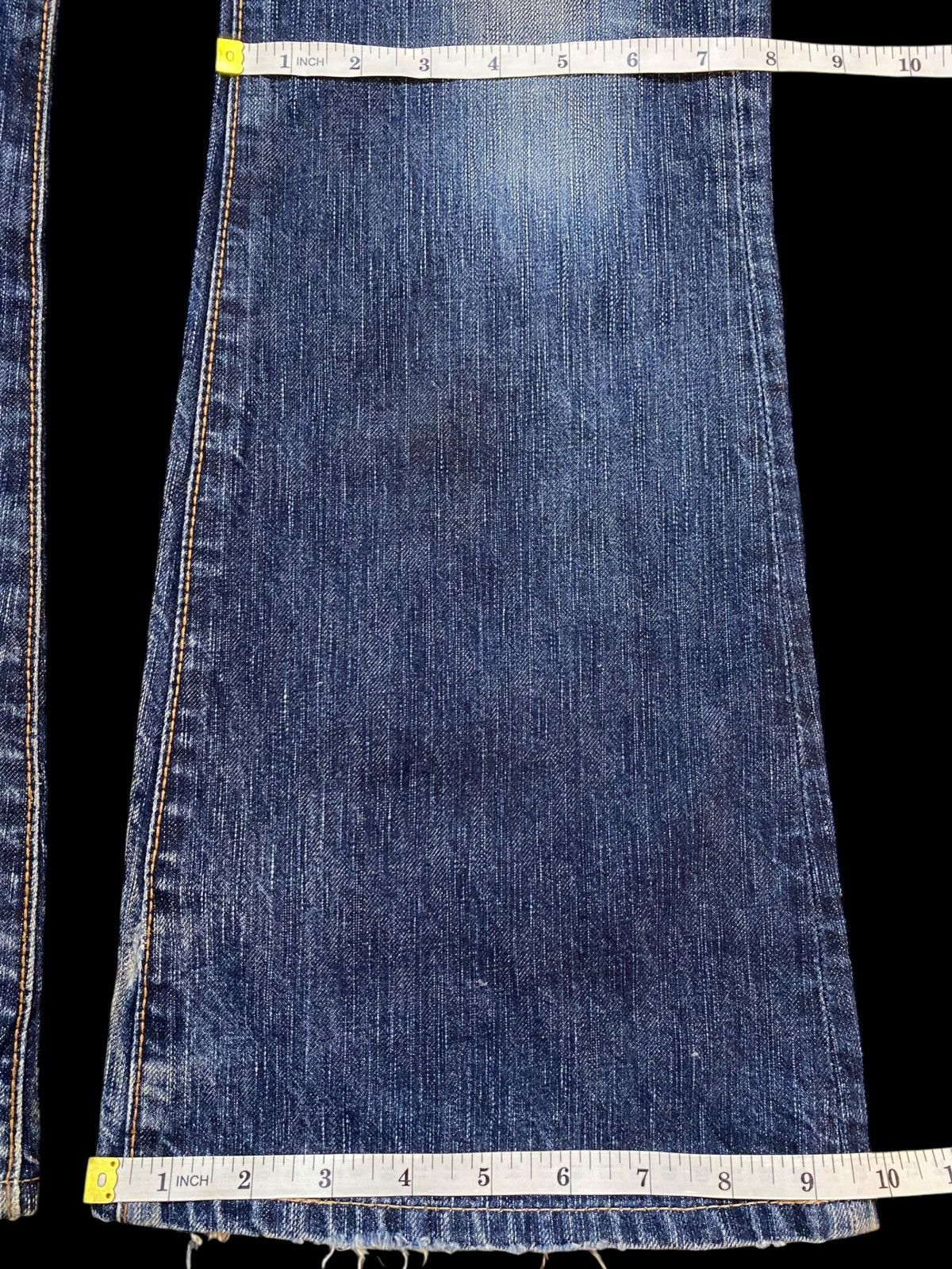 Edwin Vintage Edwin Blue Wash Distressed Flare Jeans Size 35" - 19 Thumbnail