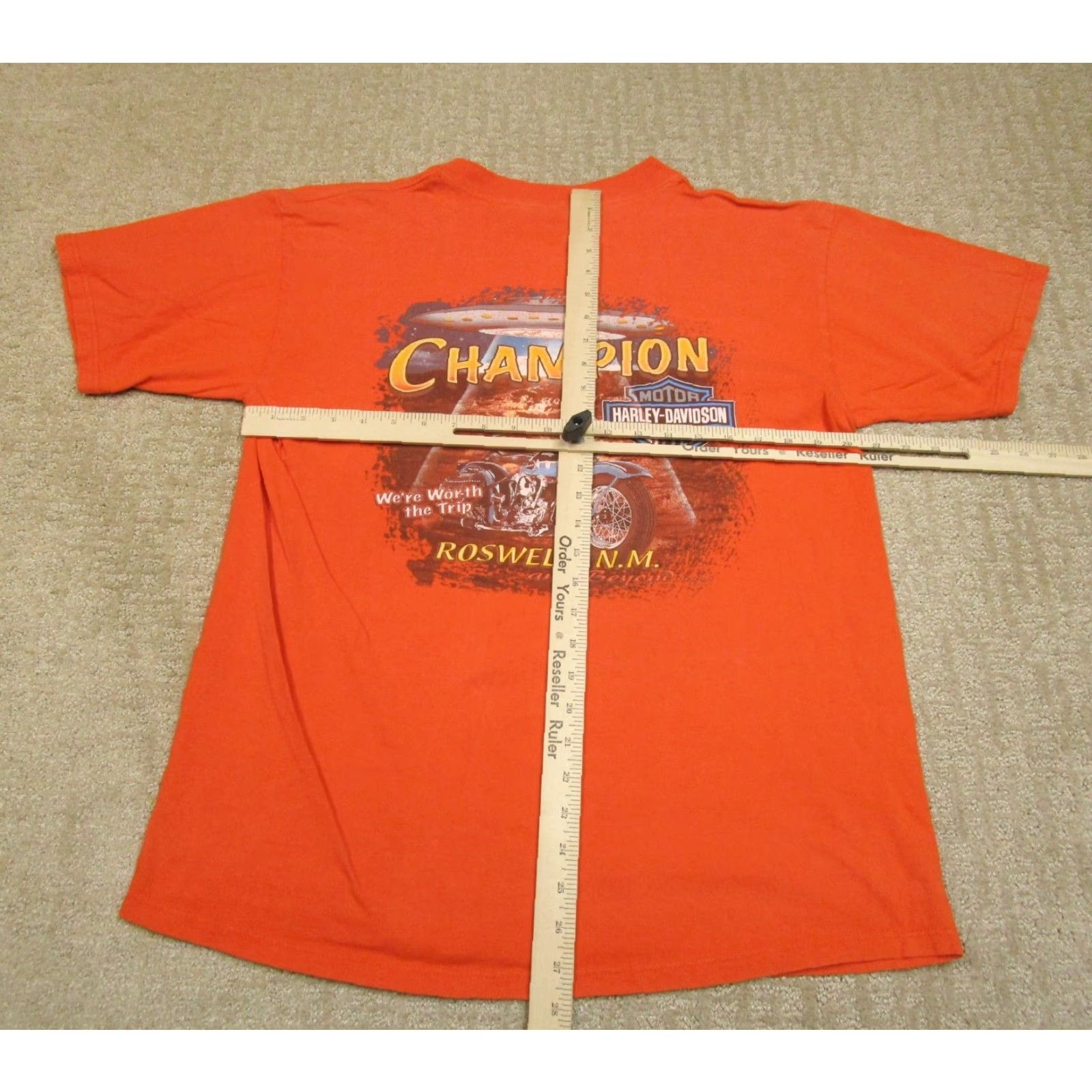 Harley Davidson Harley-Davidson Shirt Mens XL Orange Roswell New Mexico UFO Biker Graphic Tee Size US XL / EU 56 / 4 - 5 Thumbnail
