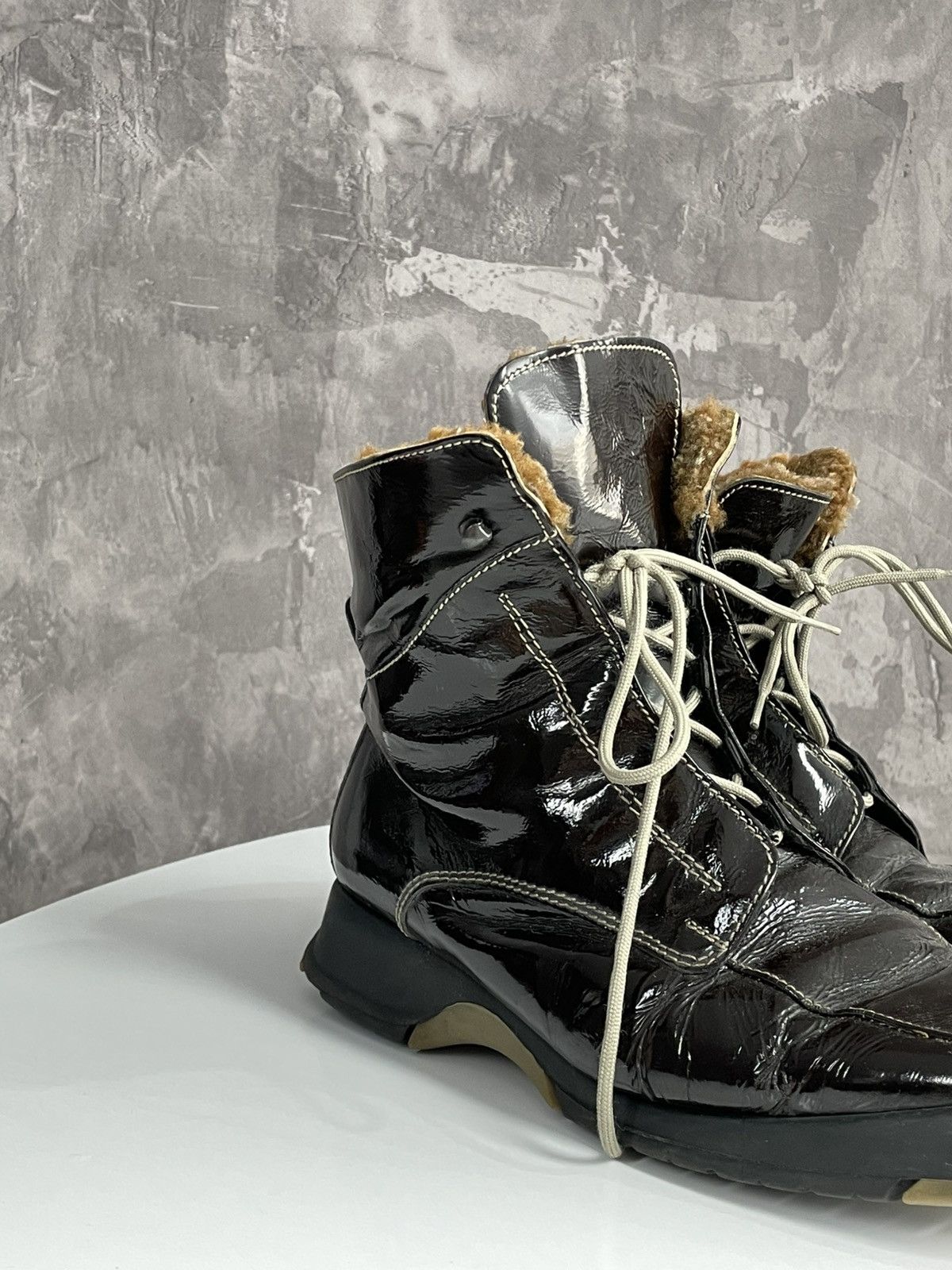 20471120 Vintage Y2K Faux Fur Glamour Bright Prada Style boots Size US 10 / IT 40 - 2 Thumbnail