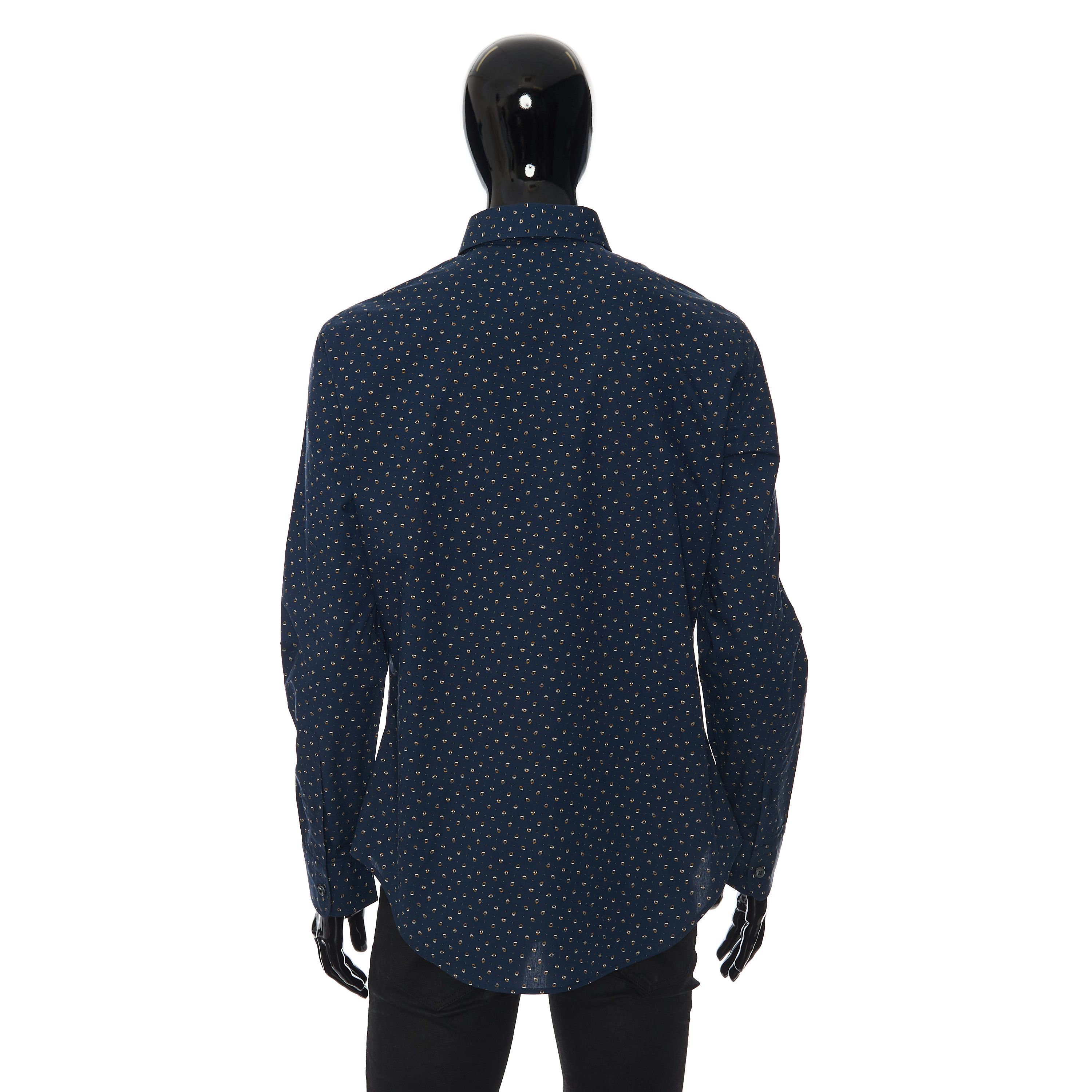 Brioni Longsleeve Fitted Shirt In Dark Blue Printed Cotton Size US M / EU 48-50 / 2 - 5 Thumbnail