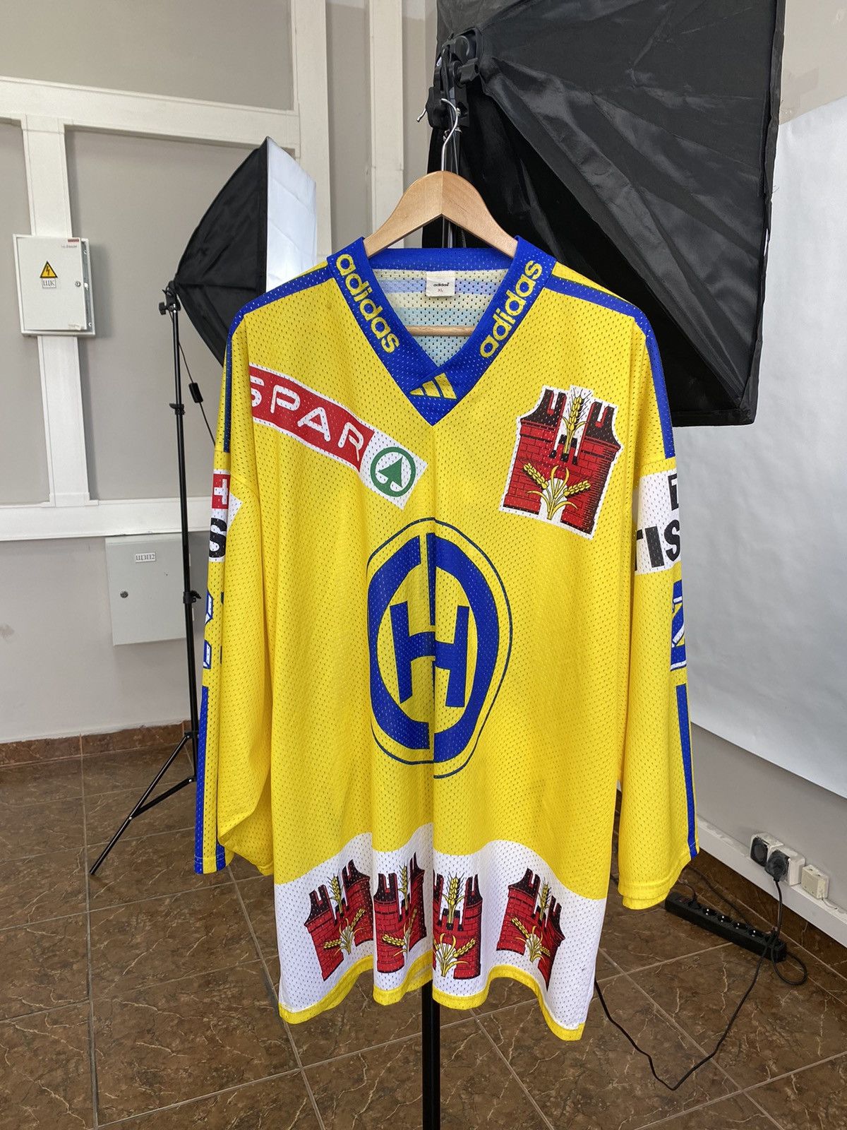 Adidas 🇨🇭 Vintage 90s Adidas Davos 21 Nurminen Hockey Jersey Tissot Size US XL / EU 56 / 4 - 2 Thumbnail