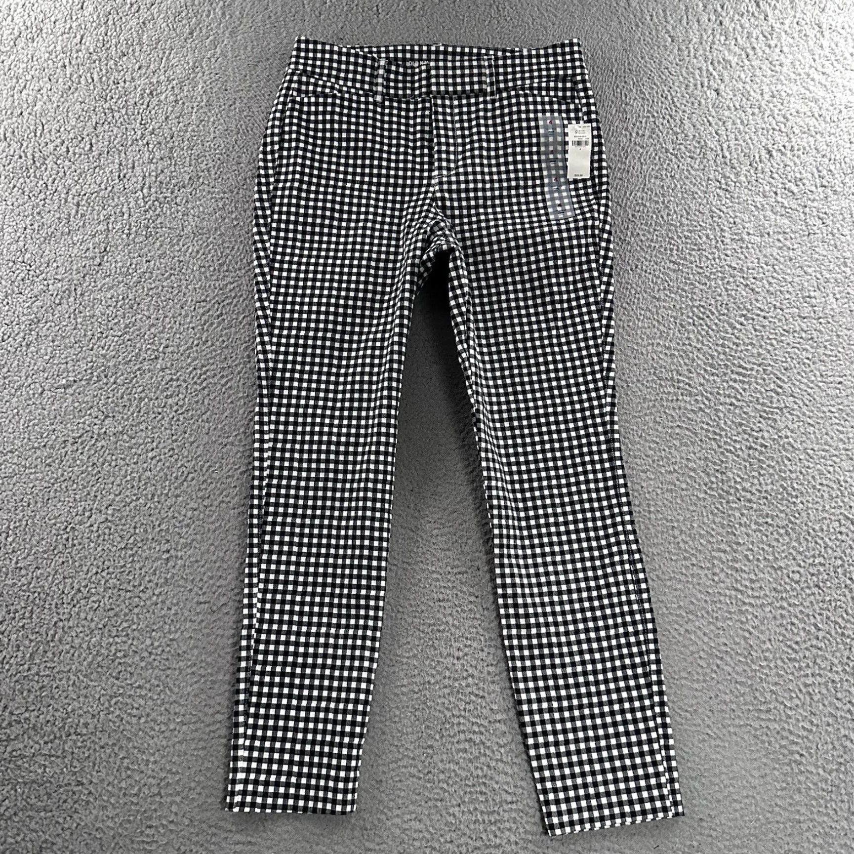 Old Navy Old Navy Womens Pants Pixie High Rise Tapered Ankle 4 Black White Multicolor Pocketed Size 24" / US 00 / IT 34 - 2 Thumbnail