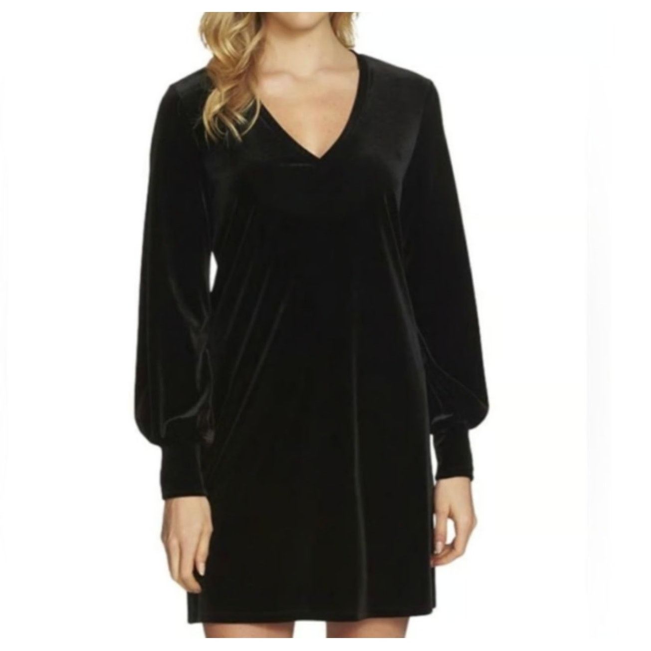 Nordstrom 1 State Women's Black Plush Luxe V Neck Bodycon Dress Size S / US 4 / IT 40 - 1 Thumbnail