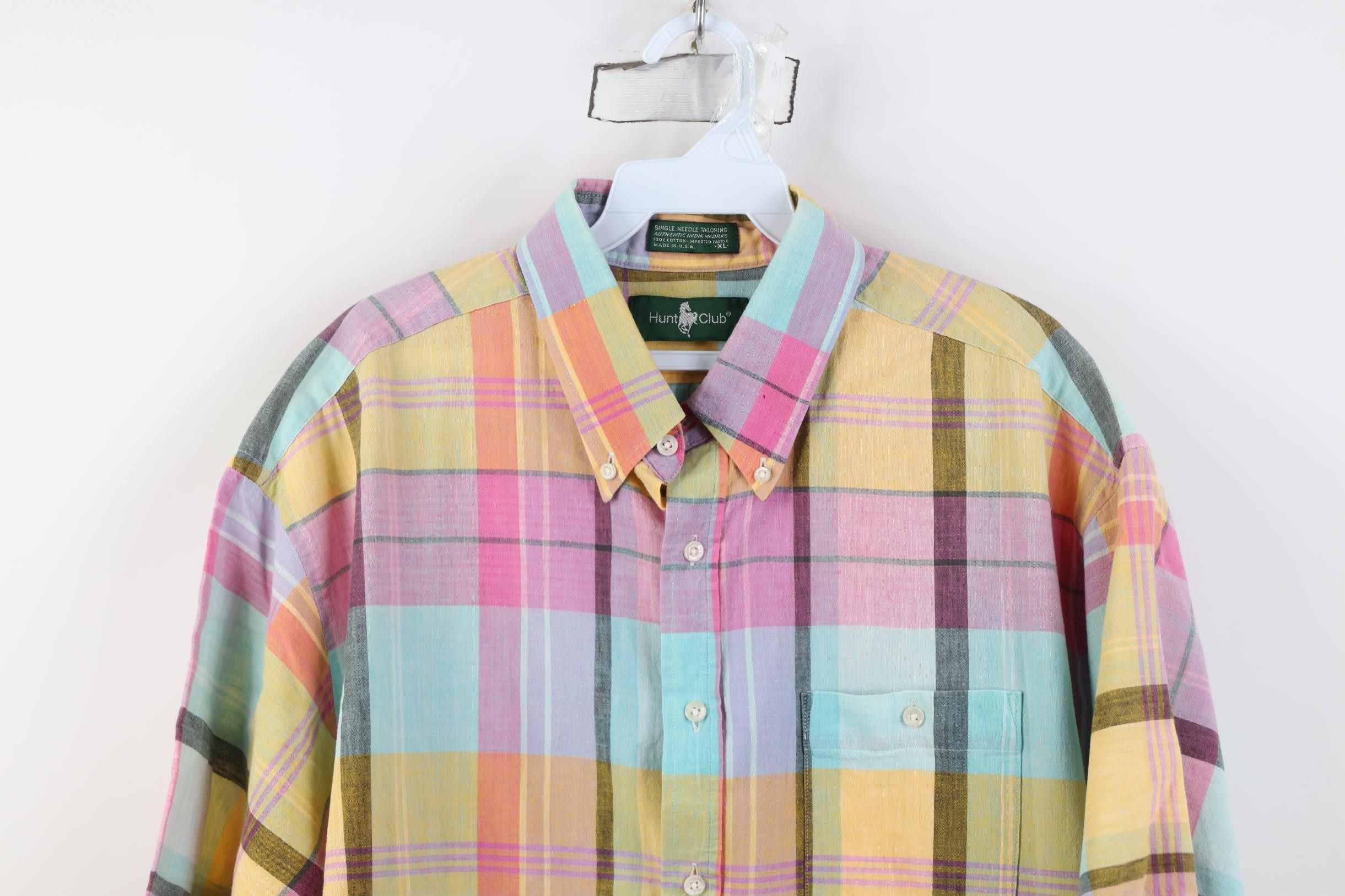 Vintage Vintage 90s Tailoring Madras Plaid Button Down Shirt USA Size US XL / EU 56 / 4 - 2 Thumbnail