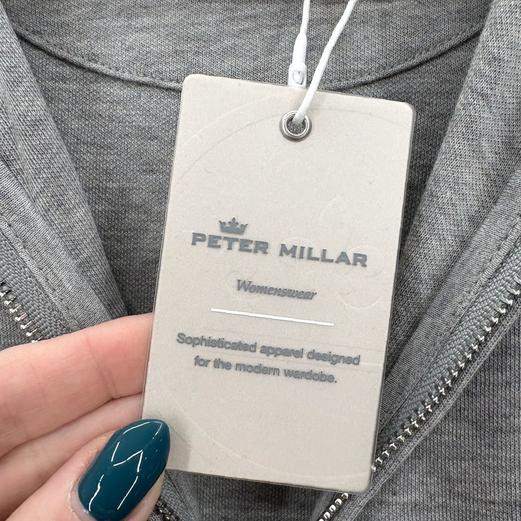 Peter Millar Peter Millar Sweatshirt Crown Comfort Interlock Full-Zip Womens Medium Gray Golf Size M / US 6-8 / IT 42-44 - 5 Thumbnail