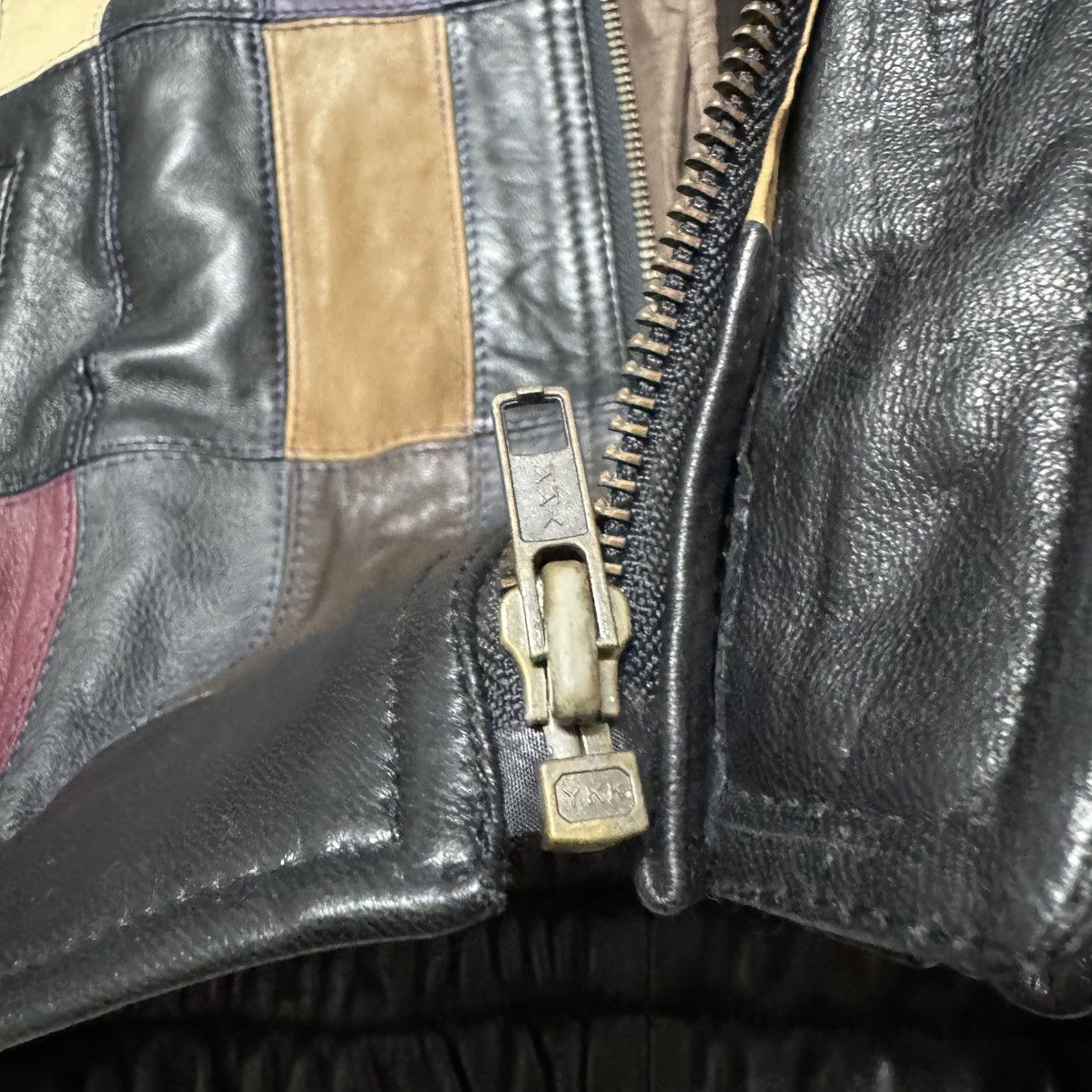 Leather Vintage Genuine Leather Patchwork Jacket Multi Colour Size US XS / EU 42 / 0 - 17 Thumbnail