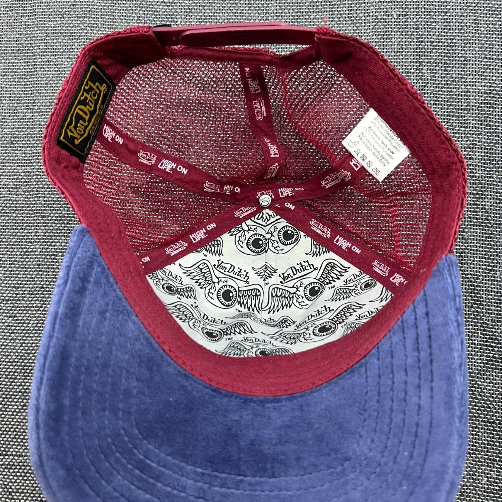 Von Dutch Von Dutch Trucker Cap Hat One Size Velvet Red Blue Adjustable Hat Size ONE SIZE - 2 Thumbnail