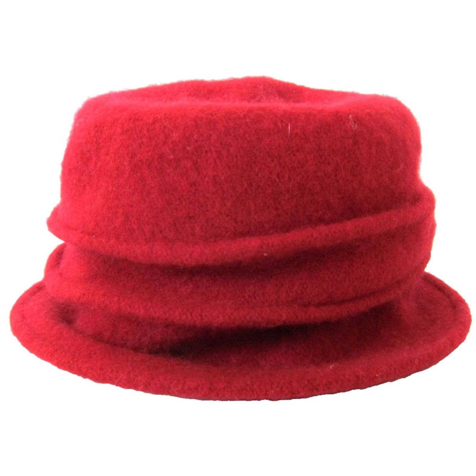 Vintage Shihreen 100% Wool Red Boiled Wool Floral Bucket Cloche Hat One Size Size ONE SIZE - 6 Thumbnail
