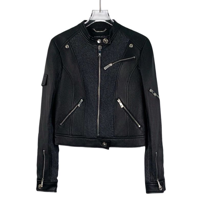 Versace Versace Black panelled sheepskin zipper long-sleeved leath Size M / US 6-8 / IT 42-44 - 1 Thumbnail