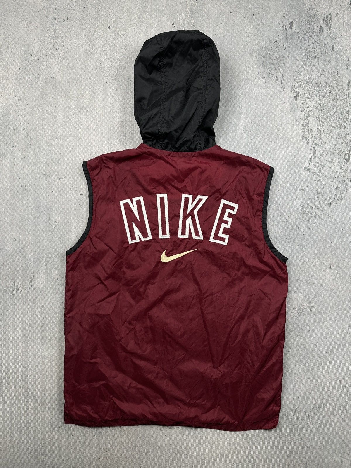 Nike Vintage Y2K Nike Swoosh Hooded Windbreaker Vest Black Red Size US XS / EU 42 / 0 - 1 Thumbnail