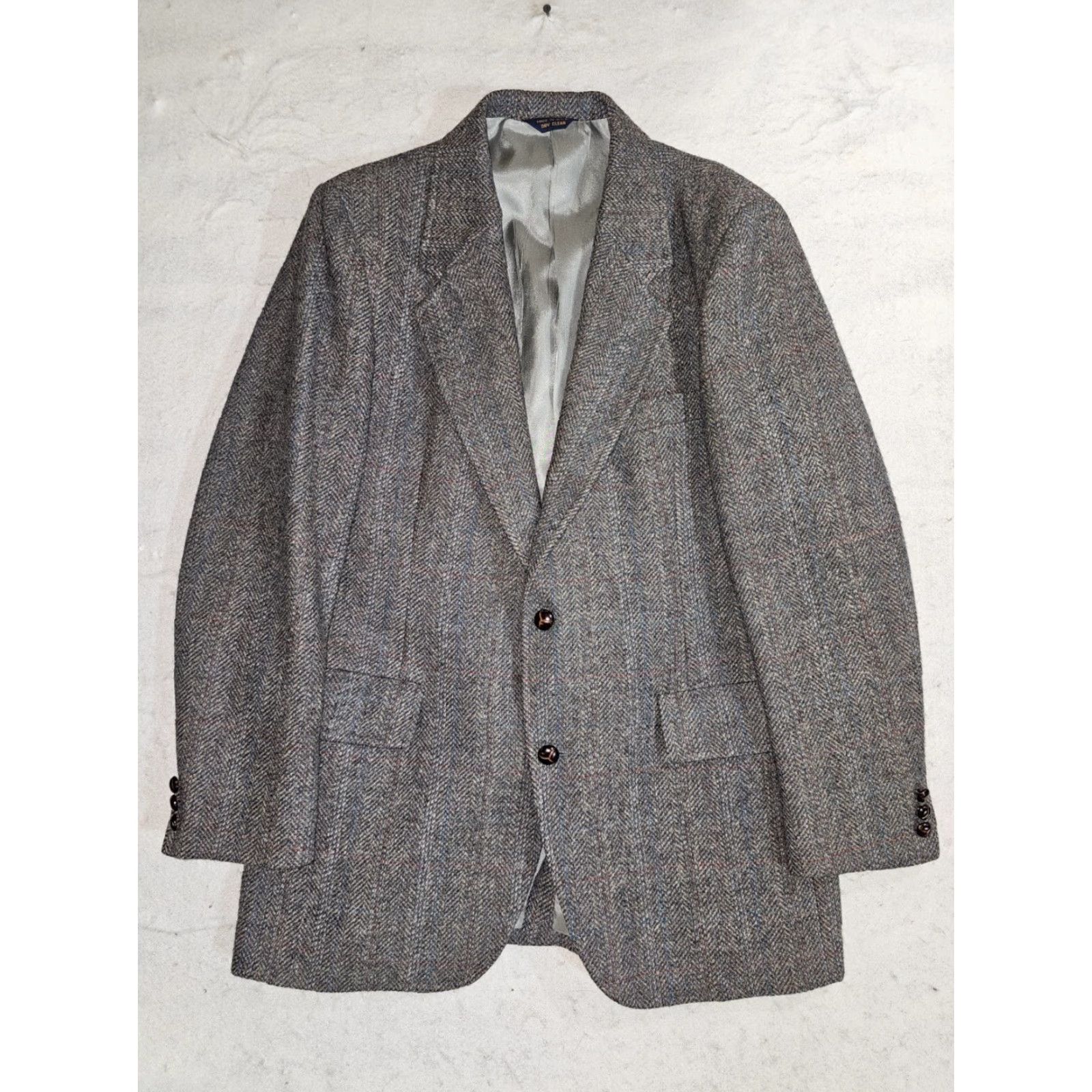 Pendleton VINTAGE Pendleton Blazer Coat Men 44 Long Wool Gray Herringbone Suit Coat Size 44R - 2 Thumbnail
