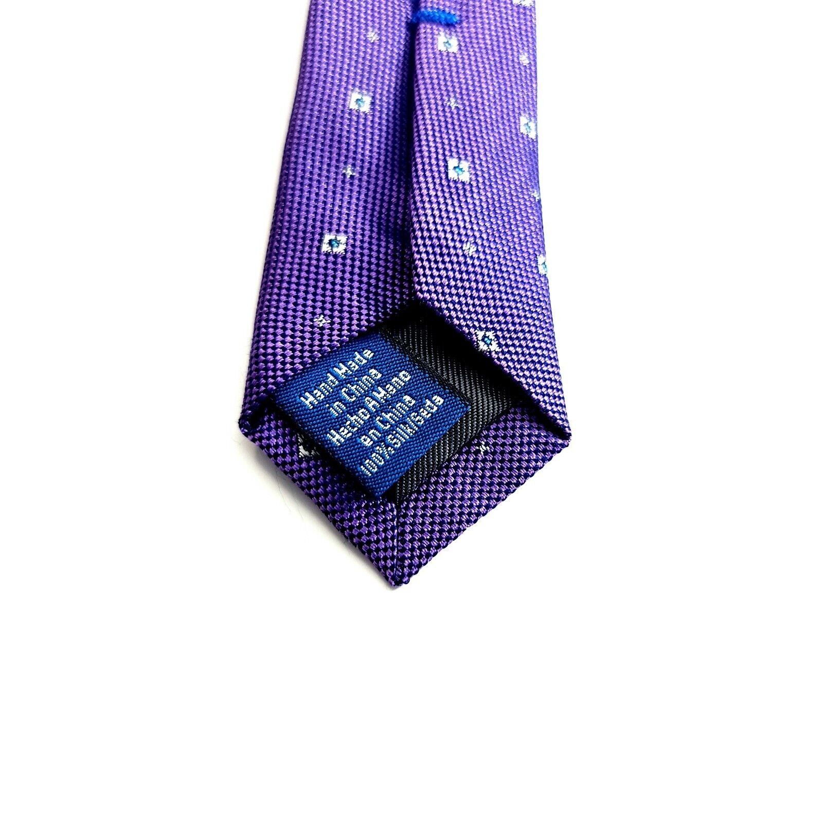 Vince Camuto Vince Camuto Purple Woven Geometric Silk Tie Size ONE SIZE - 4 Thumbnail