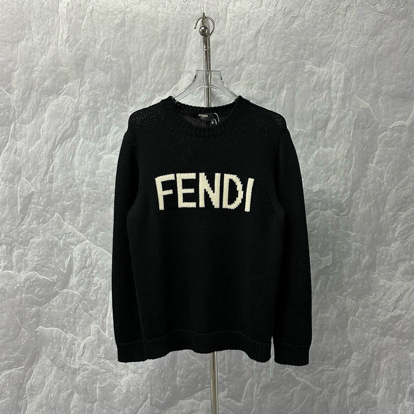 Fendi FENDI Logo Jacquard Wool Sweater Size US M / EU 48-50 / 2 - 1 Thumbnail