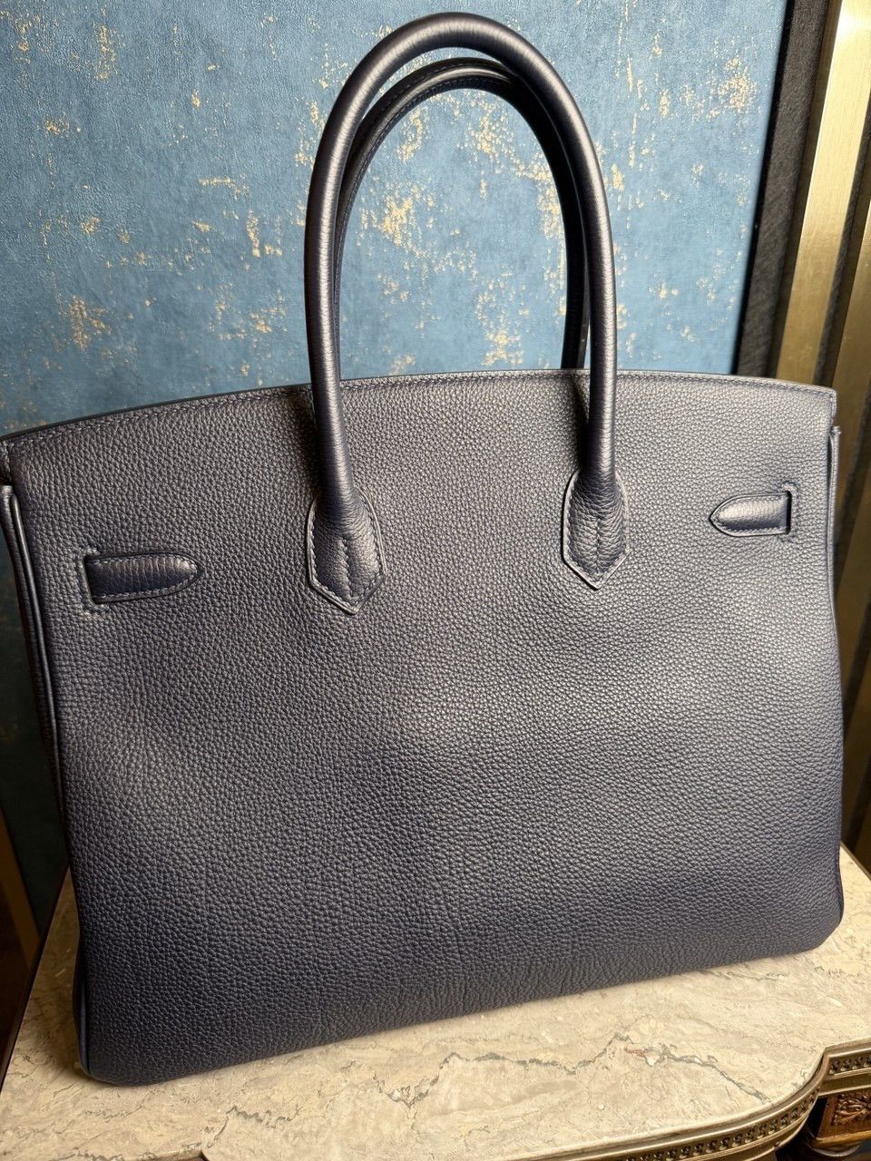 Hermes Hermès Birkin 35 Bleu Nuit Togo Palladium Hardware Size ONE SIZE - 12 Thumbnail